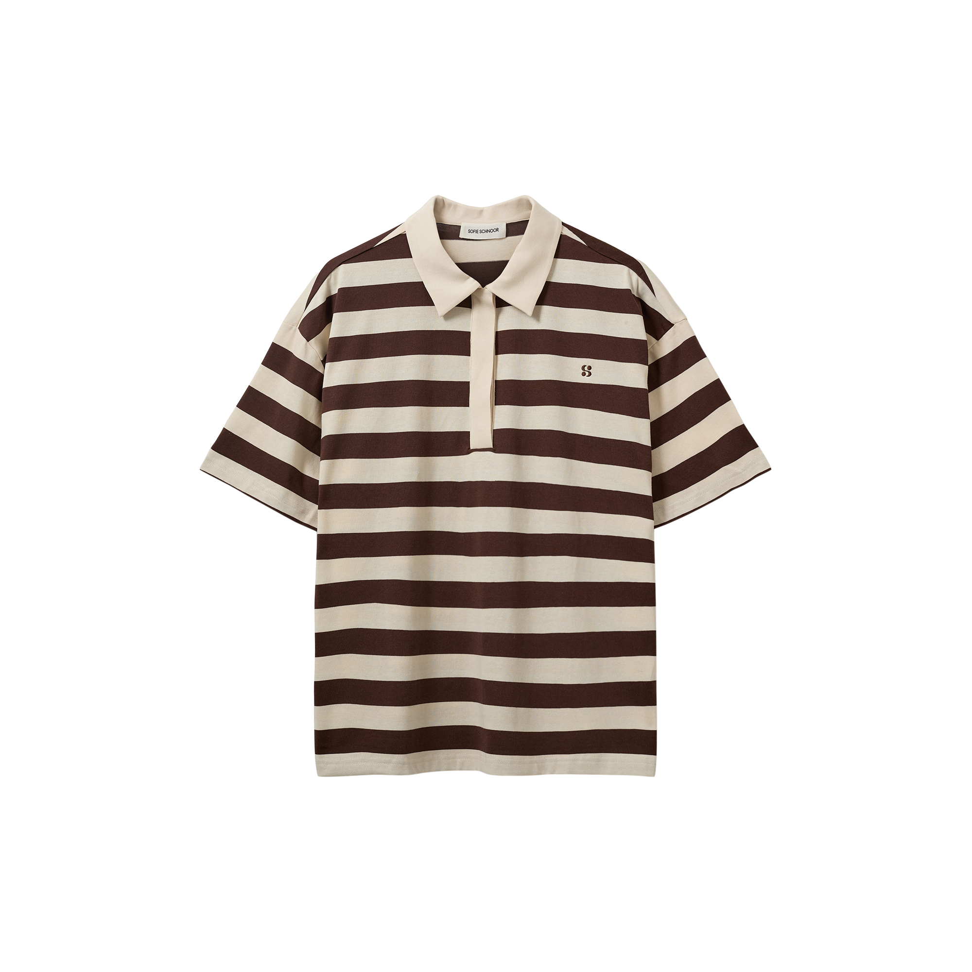 Sofie Schnoor - PILSW OVERSIZE STRIPED POLO SHIRT, off white striped - Str. XS