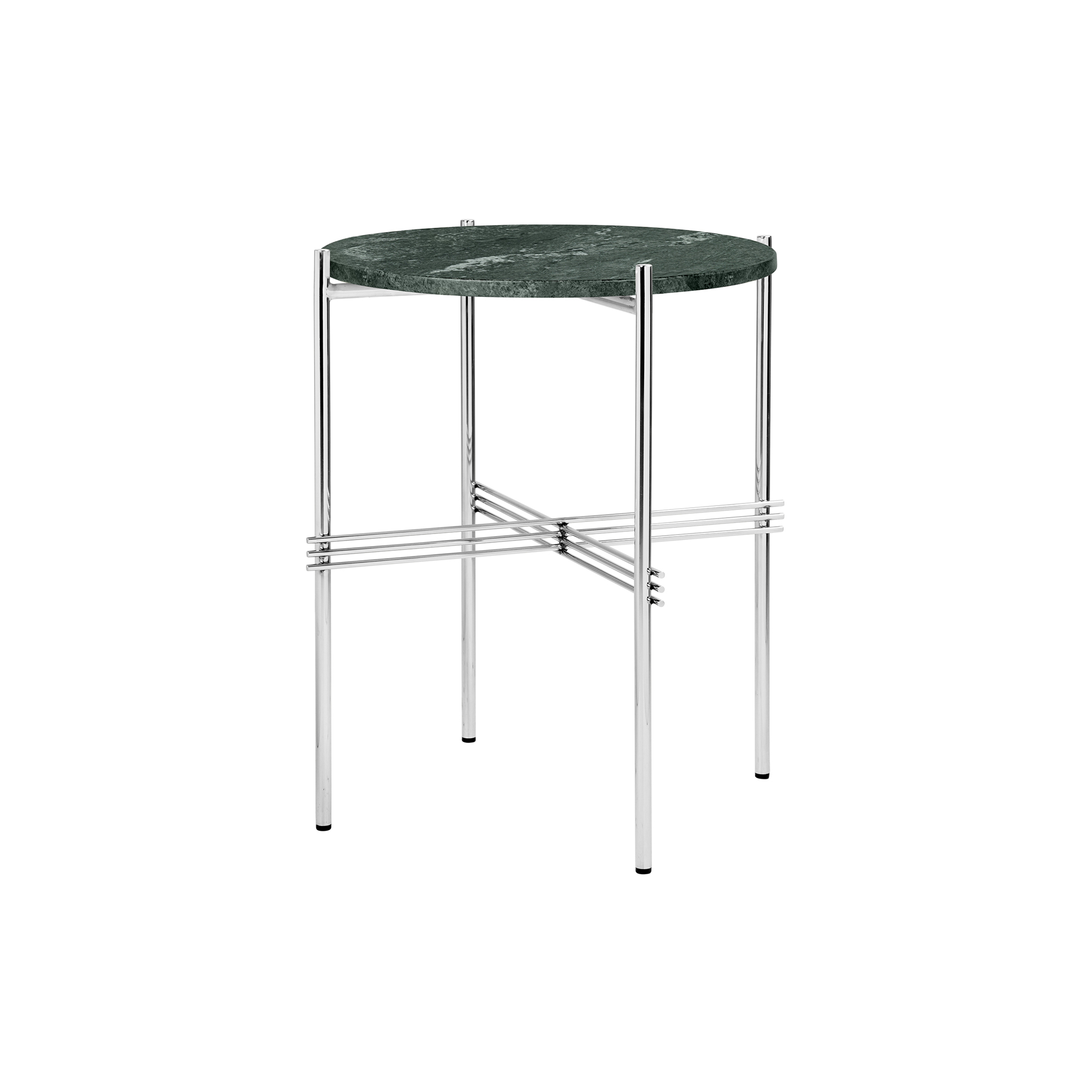 GUBI - TS Side Table Round, green guatemala marble/steel