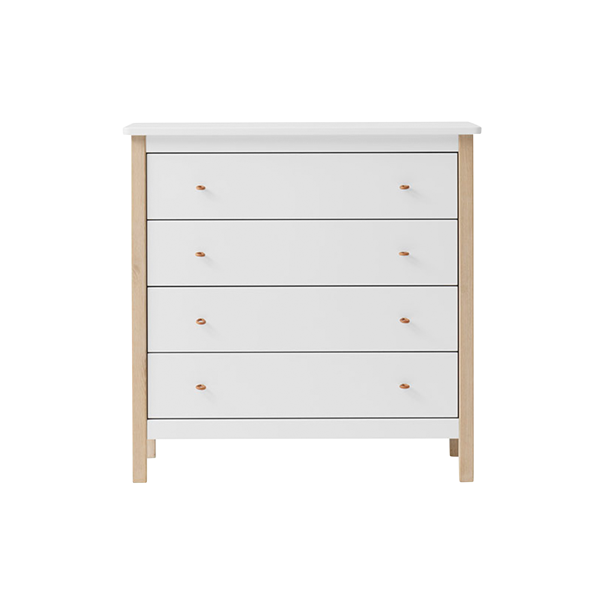 Oliver Furniture - Wood kommode 4 skuffer, hvid/eg