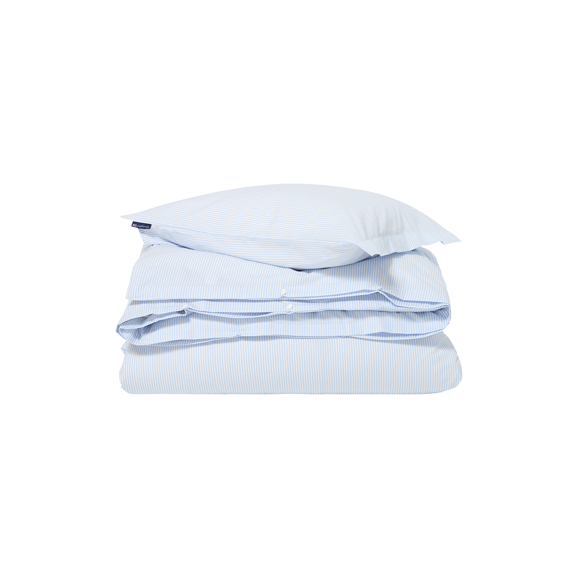 Lexington - Striped Cotton Sateen Bed Set, blue/white - 140x200-60x63 cm