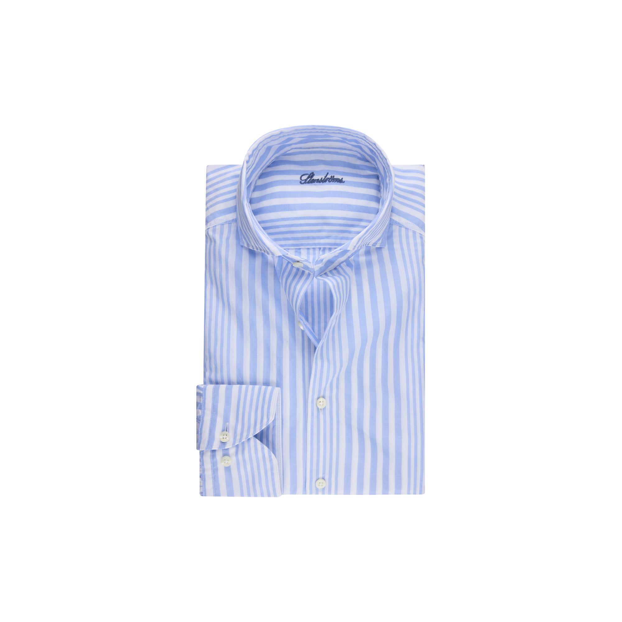 Stenströms - Regular C28 RC cuff Casual, light blue stripe - Str. L