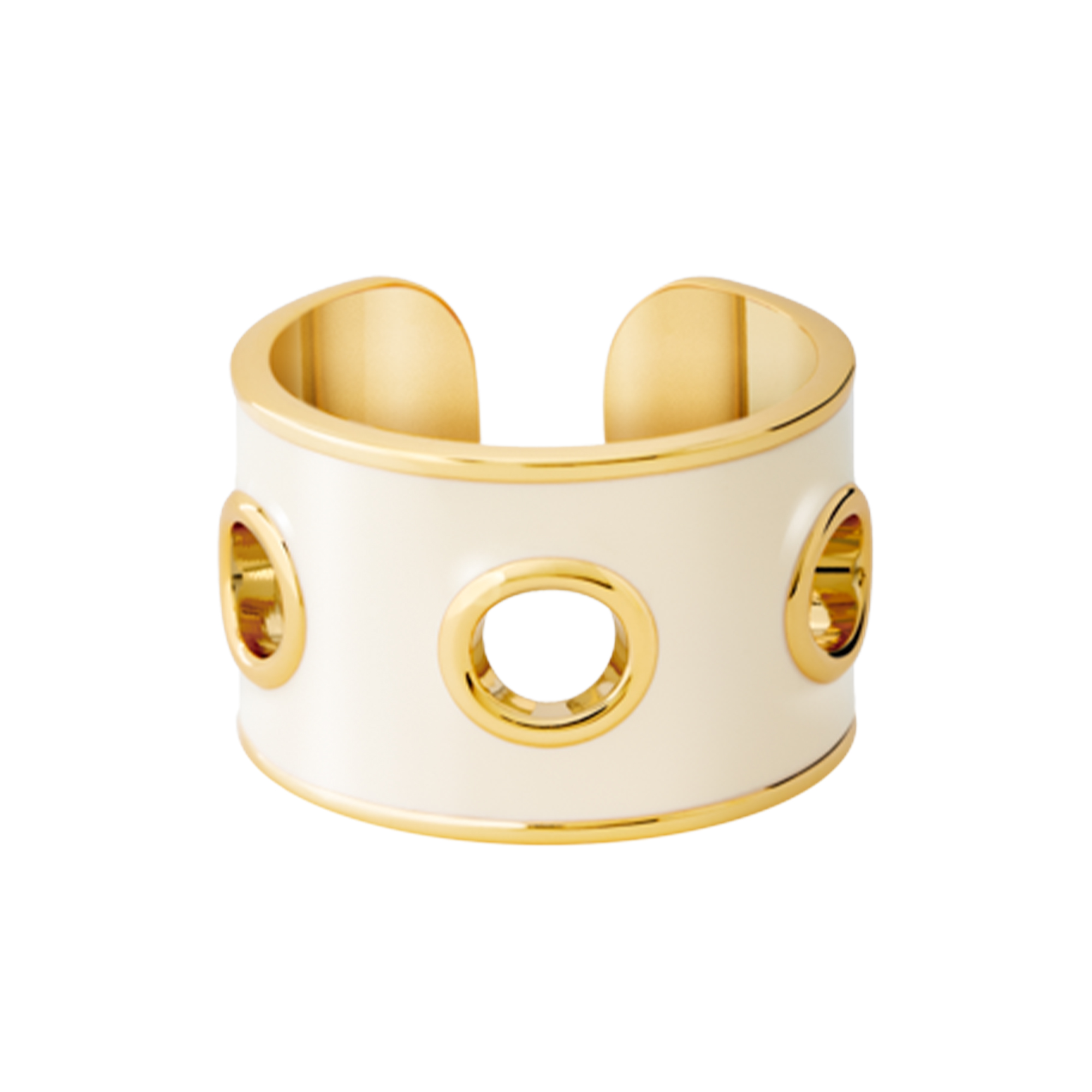 bangle up - EYELET Ring, light gold/sand white