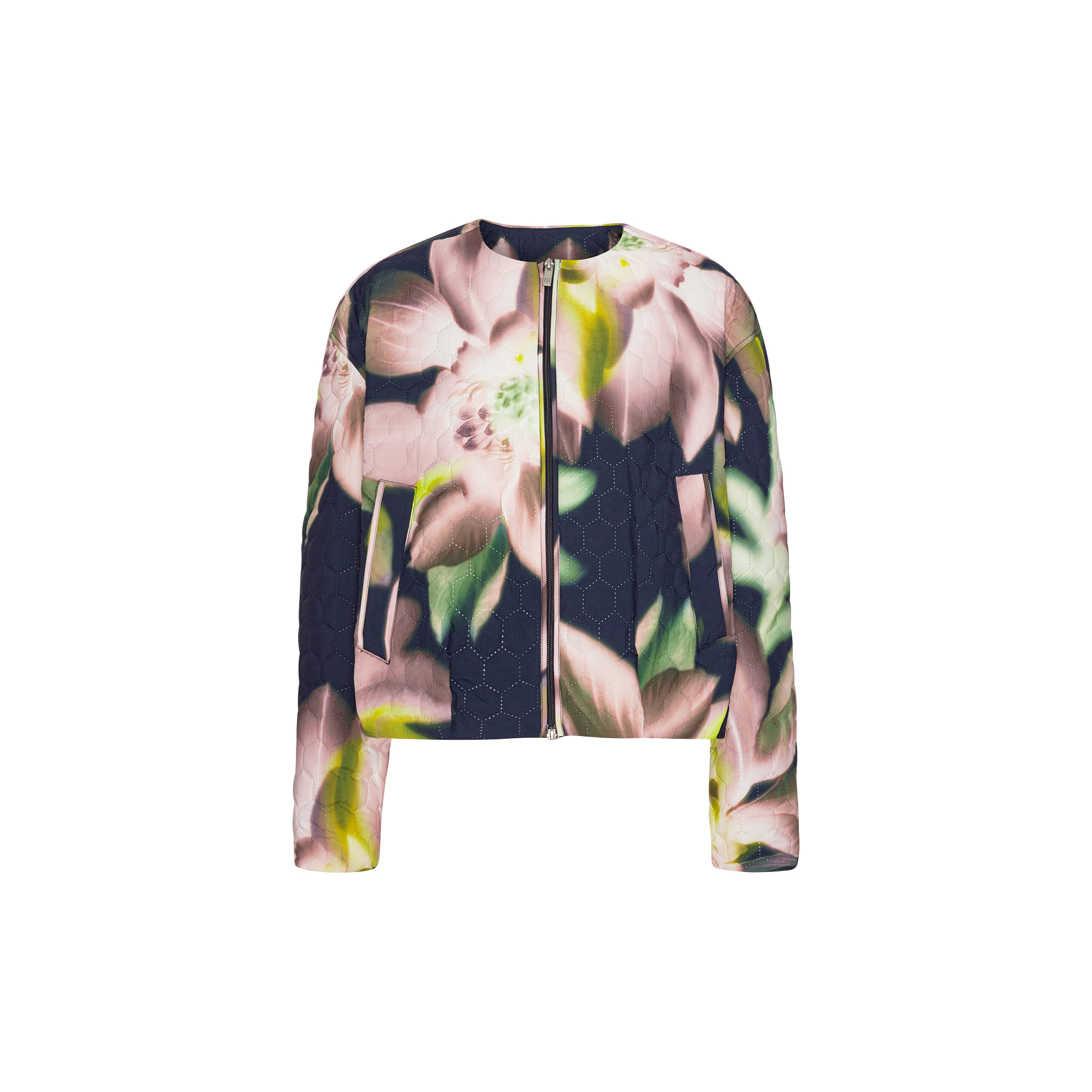 Ilse Jacobsen Hornbæk - Short Quilted Jacket, dark photoristic flower - Str. 44
