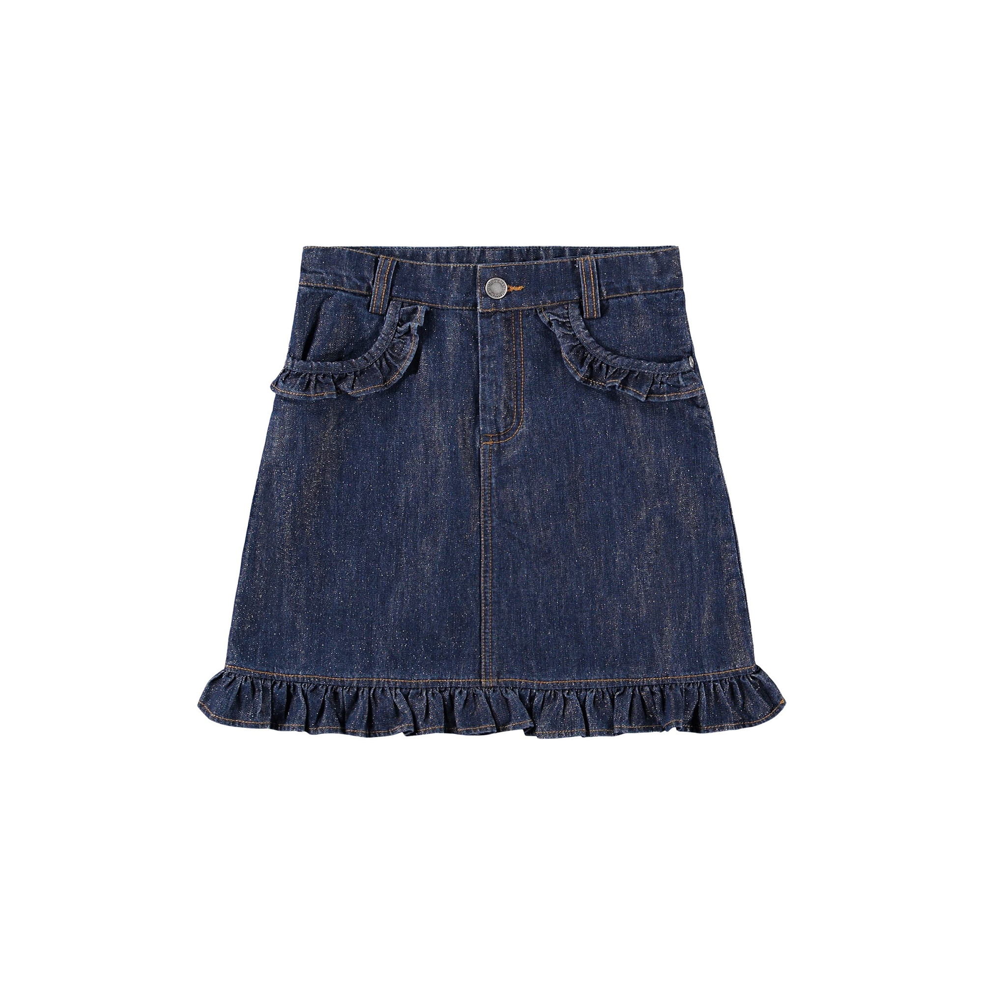Molo - Berit Skirt, mid blue glitter - Str. 98-104