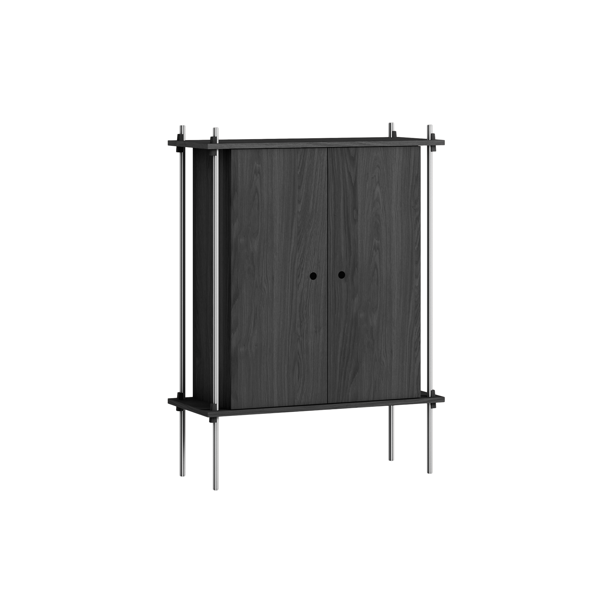 MOEBE - Shelving Cabinet, black/stainless steel
