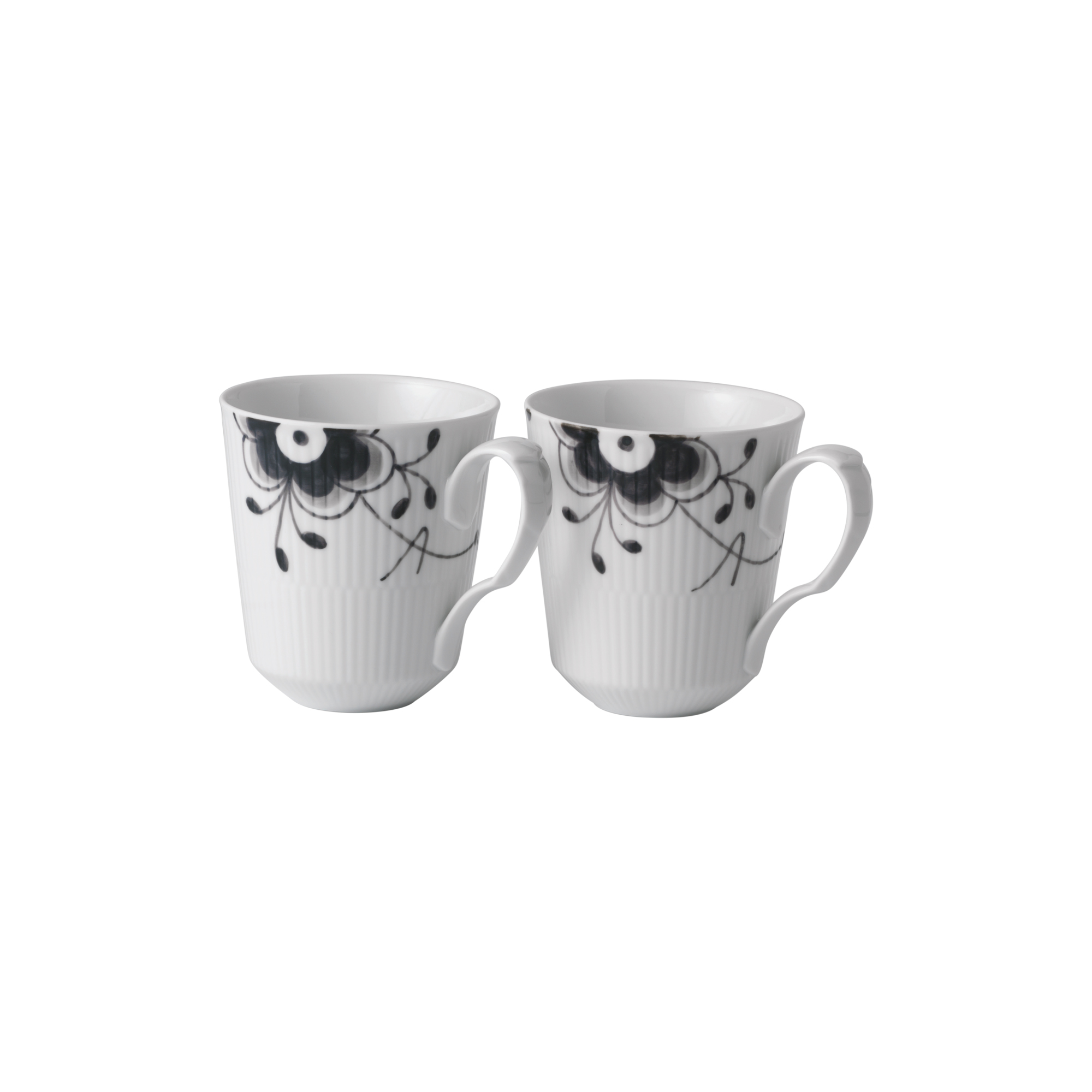 Royal Copenhagen - Sort Mega Riflet krus 38 cl, 2 stk