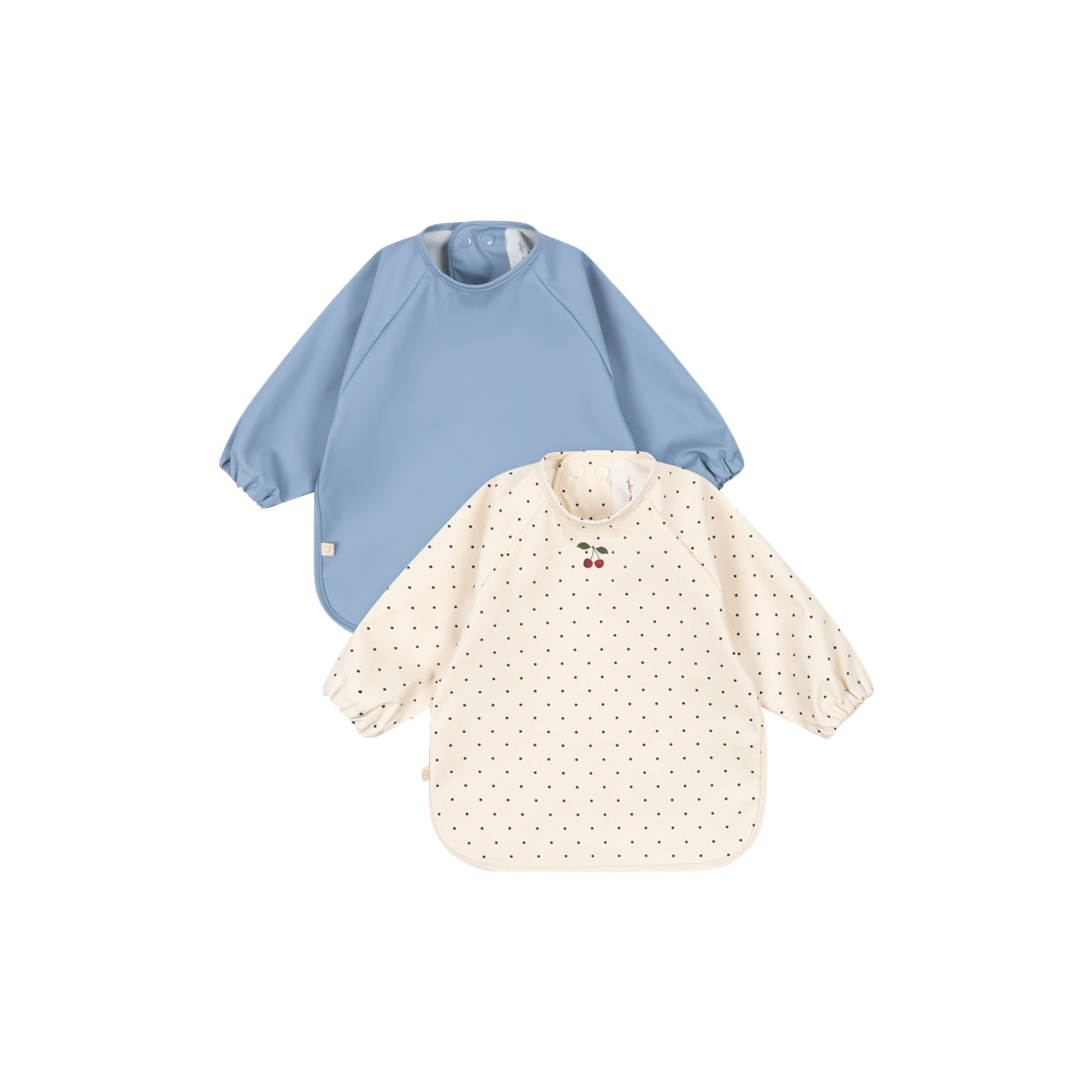 Konges Sløjd - 2 Pack Dinner Bib with Sleeves, navy dot/rain washed - 6-12M