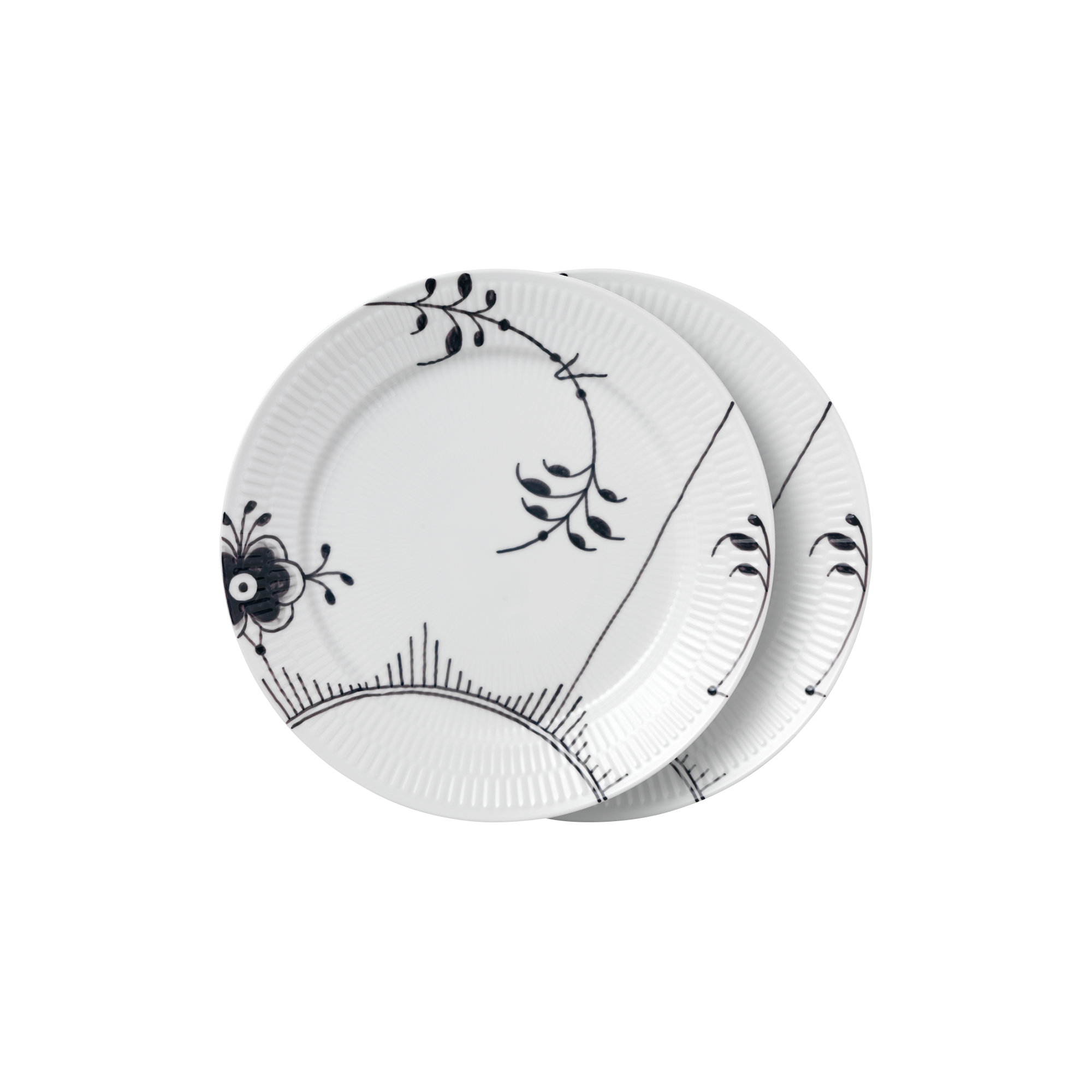 Royal Copenhagen - Sort Mega Riflet tallerken nr. 2 Ø 27 cm 2 stk.