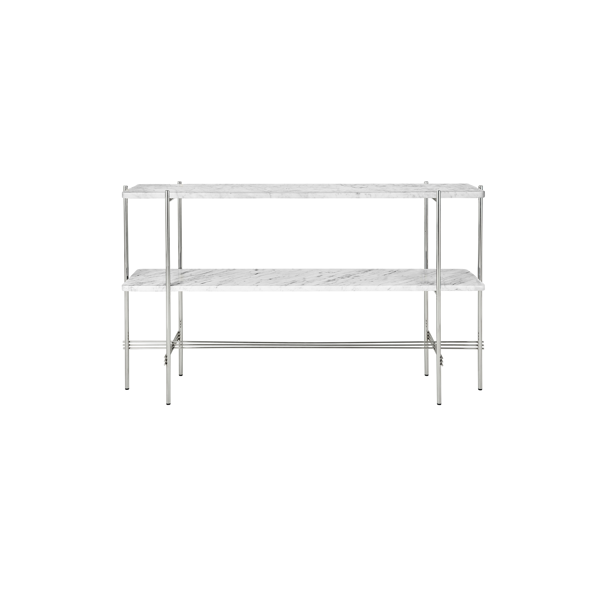GUBI - TS Console with 2 Racks, white carrara marble/steel