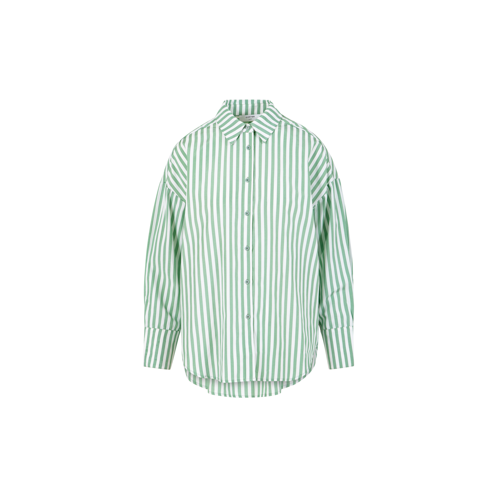 Coster Copenhagen - HARPER striped shirt, green stripes - Str. 34