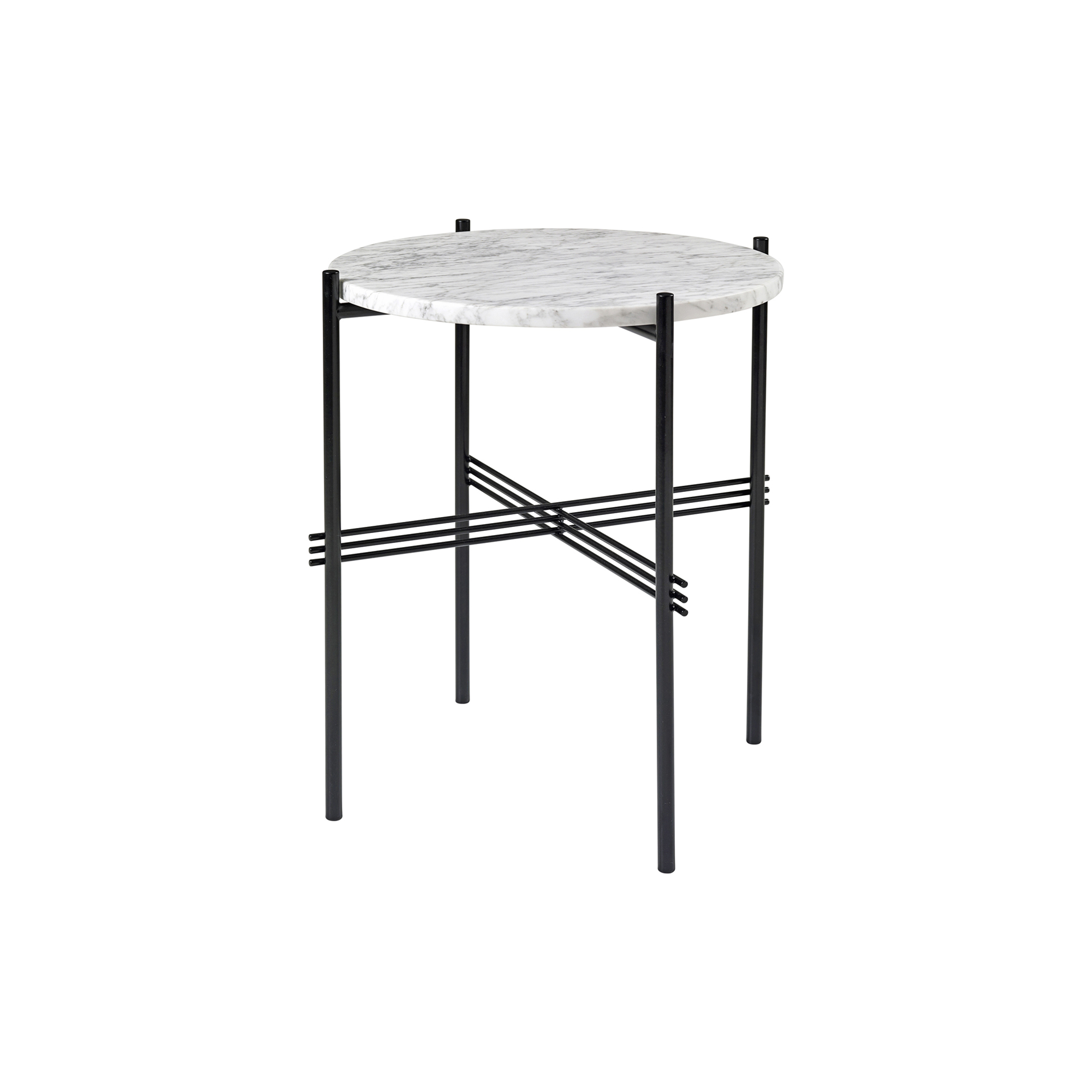 GUBI - TS Side Table Round, white carrara marble/black