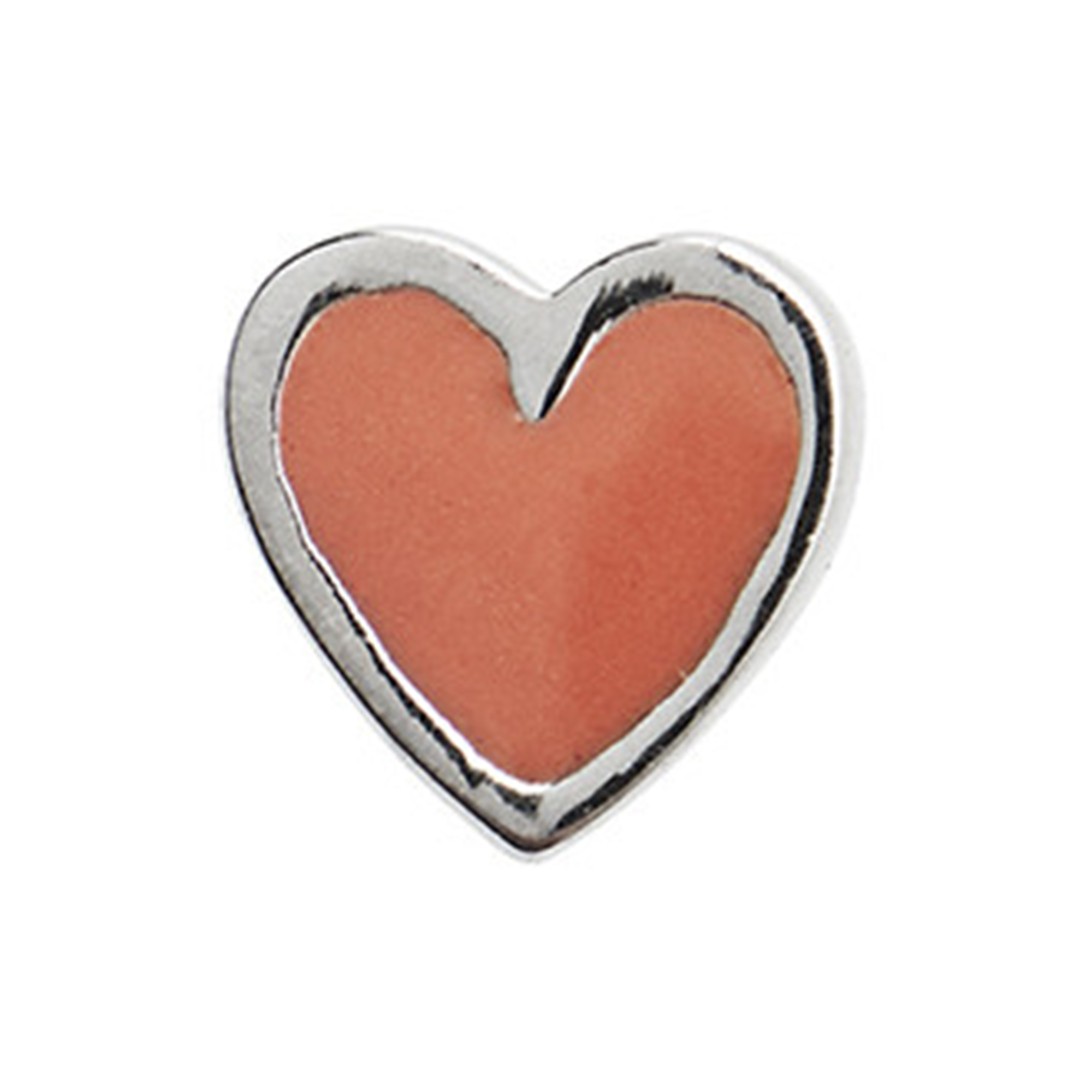 Stine A Jewelry - Petit Love Heart Coral Enamel Single, silver
