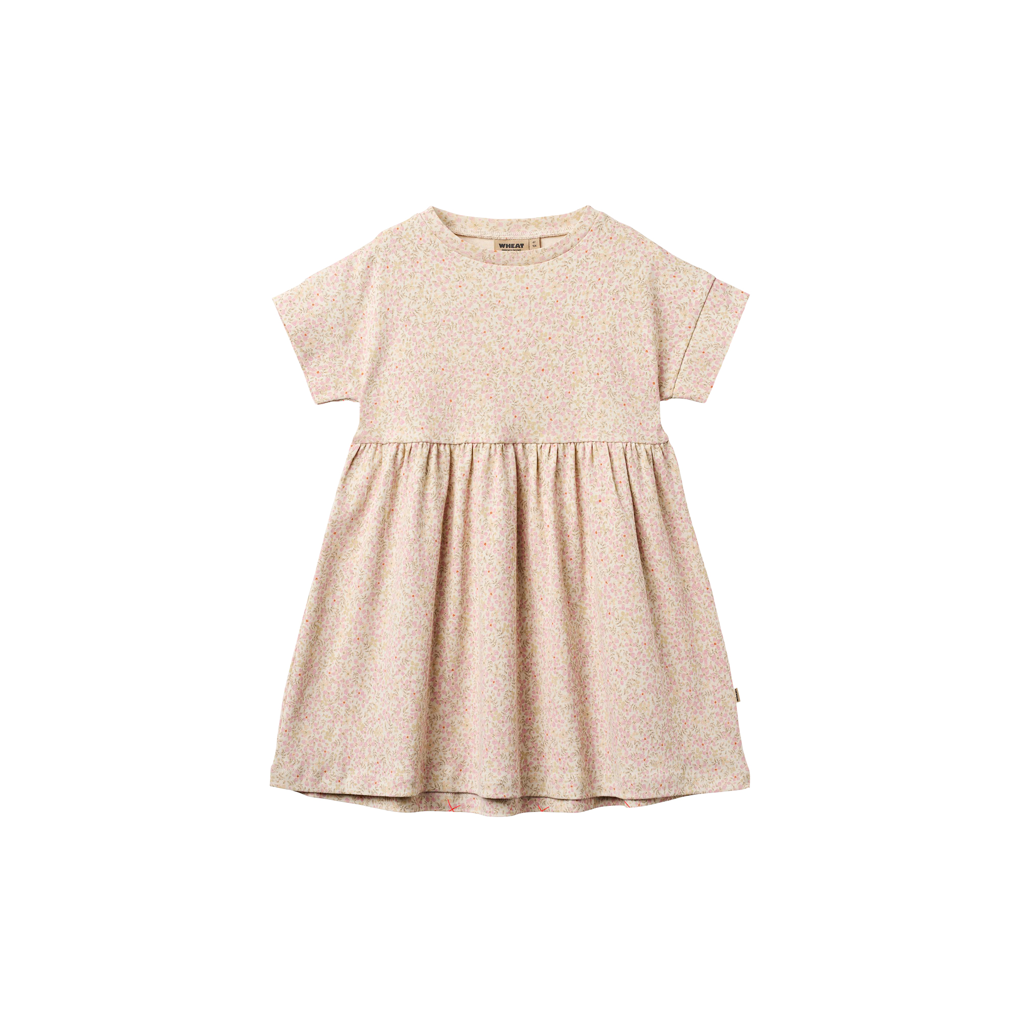 Wheat - Jersey Dress S/S Emilie, coral flowers - Str. 3Y-98