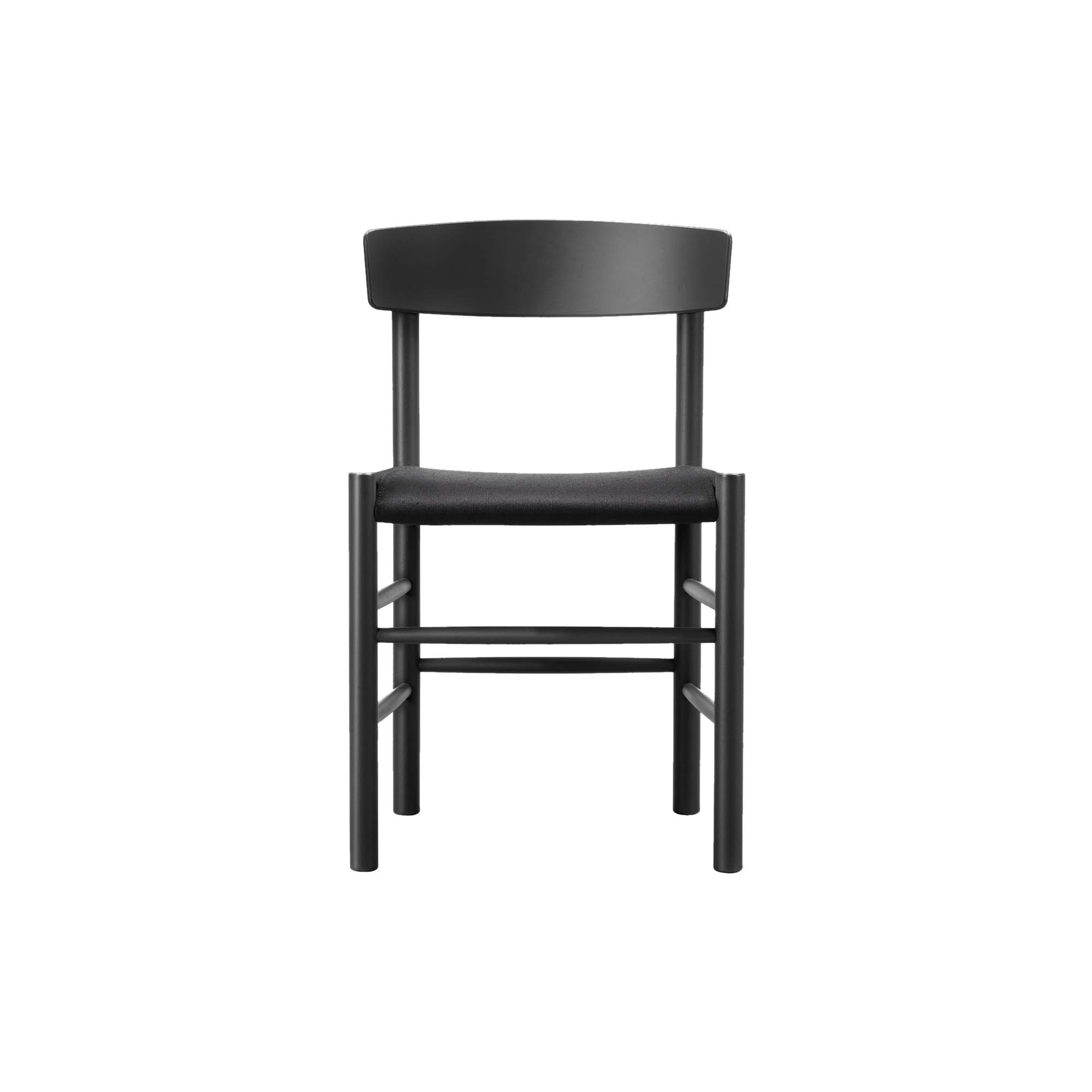 Fredericia Furniture - J39 Mogensen sædepolstret stol, sortlakeret bøg/sort kanvas