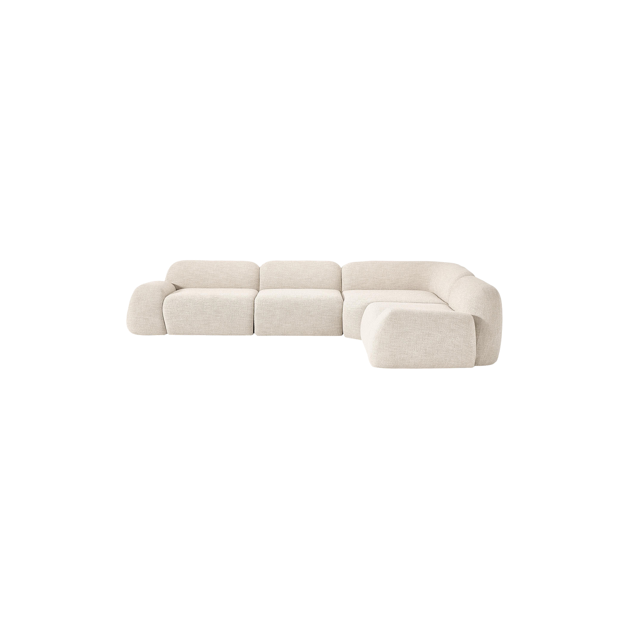 Westwing Collection - Wolke 4-seater Modular Corner Sofa, bouclé light beige