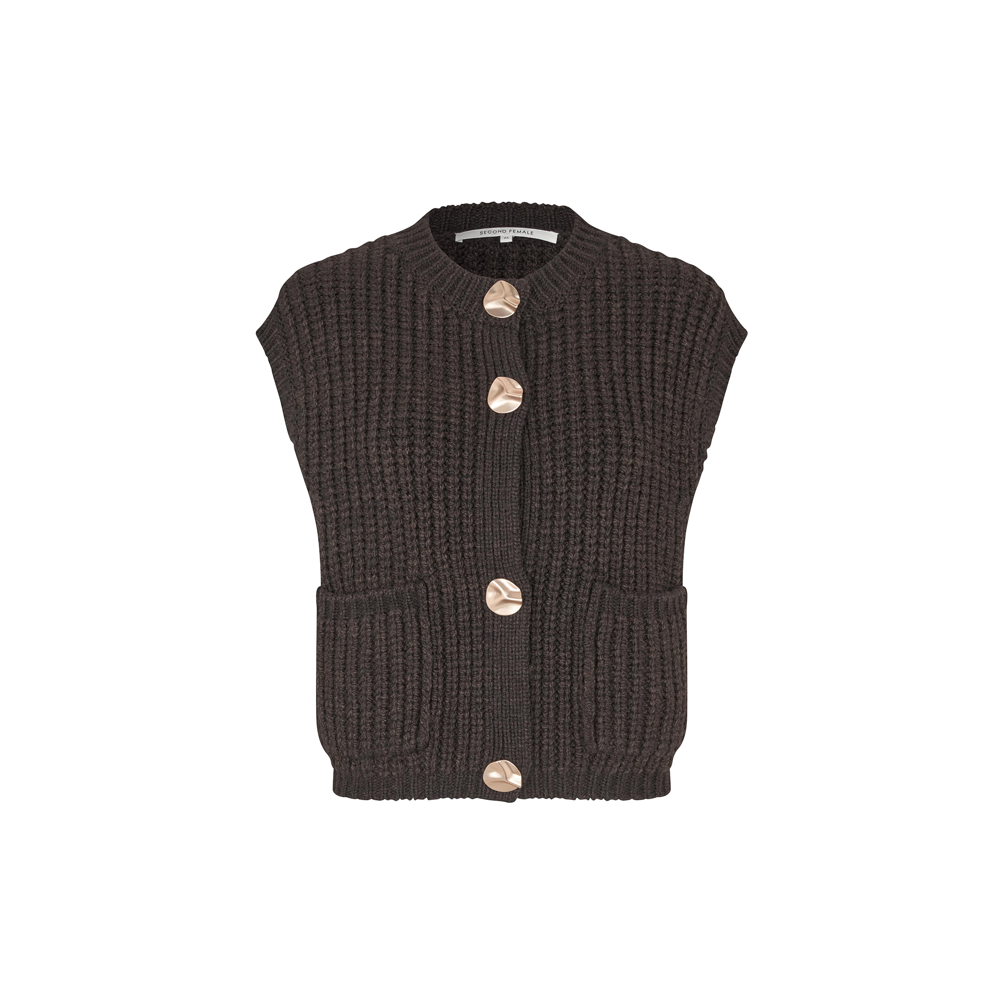 Second Female - Ulrikke Knit Vest, chocolate torte - Str. L