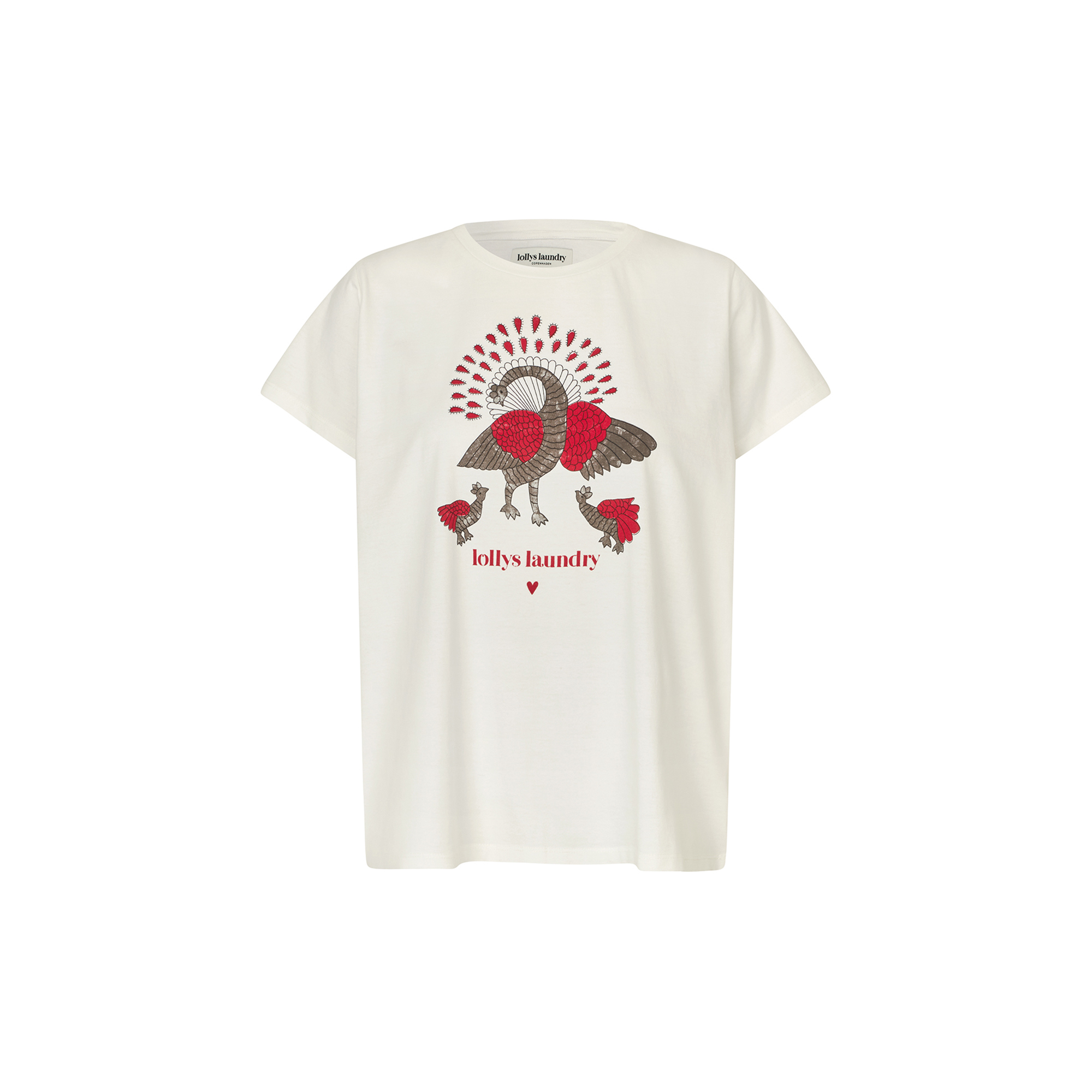 Lollys Laundry - RomaLL Peacock Tee SS, white - Str. S