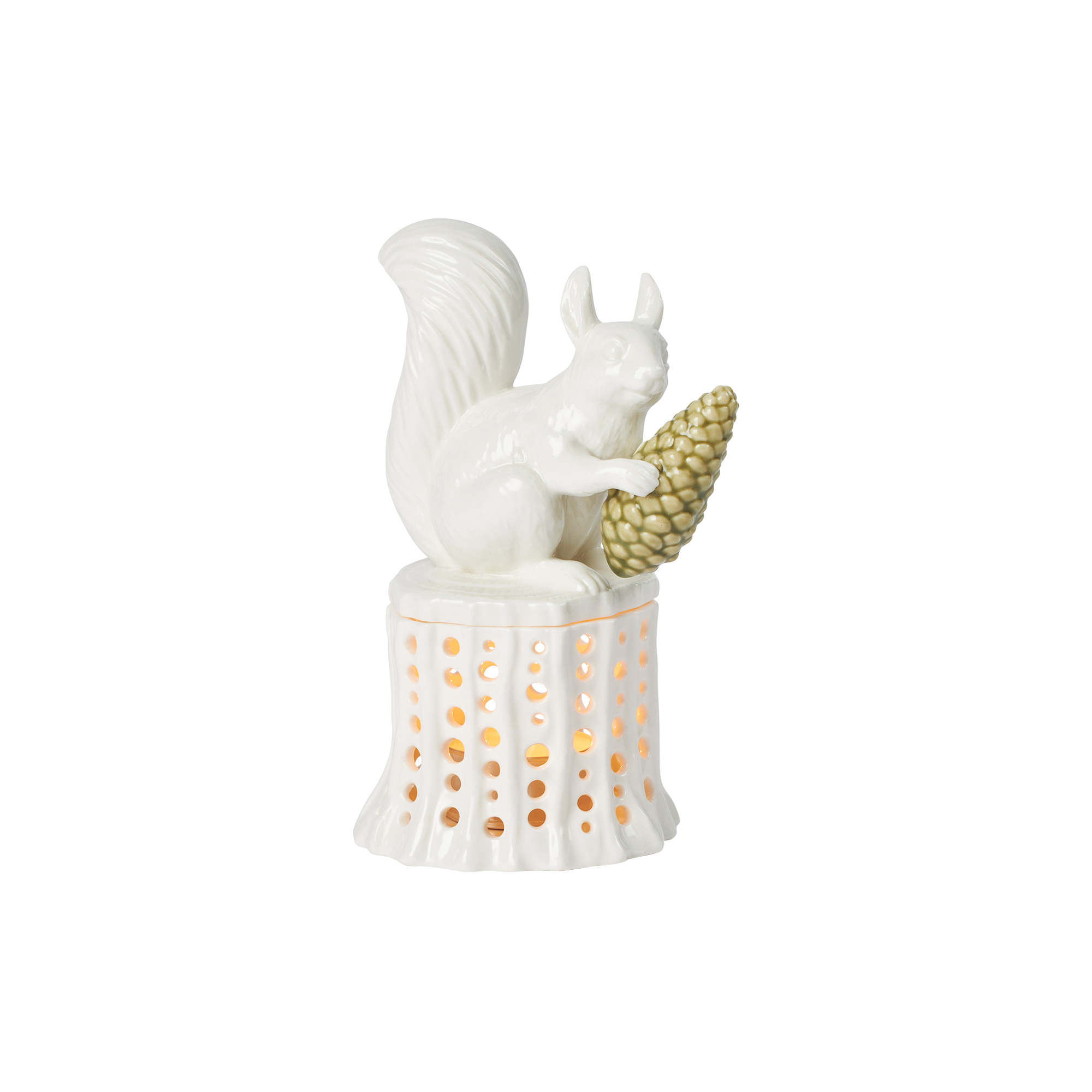 Dottir Nordic Design - Winter Stories Squirrel on Tree Stumb fyrfadsstage