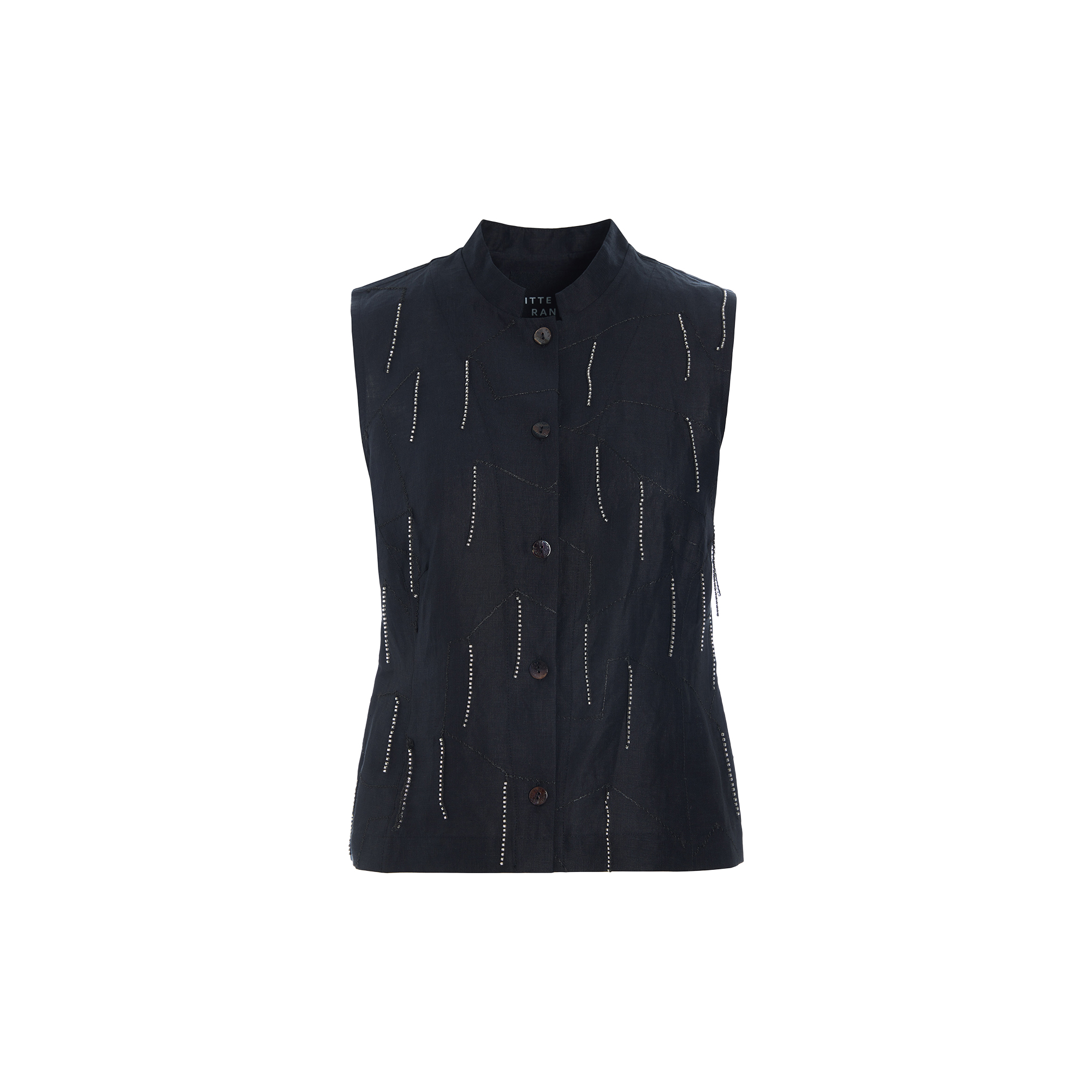 BITTE KAI RAND - Airy linen vest med perler, black - Str. S