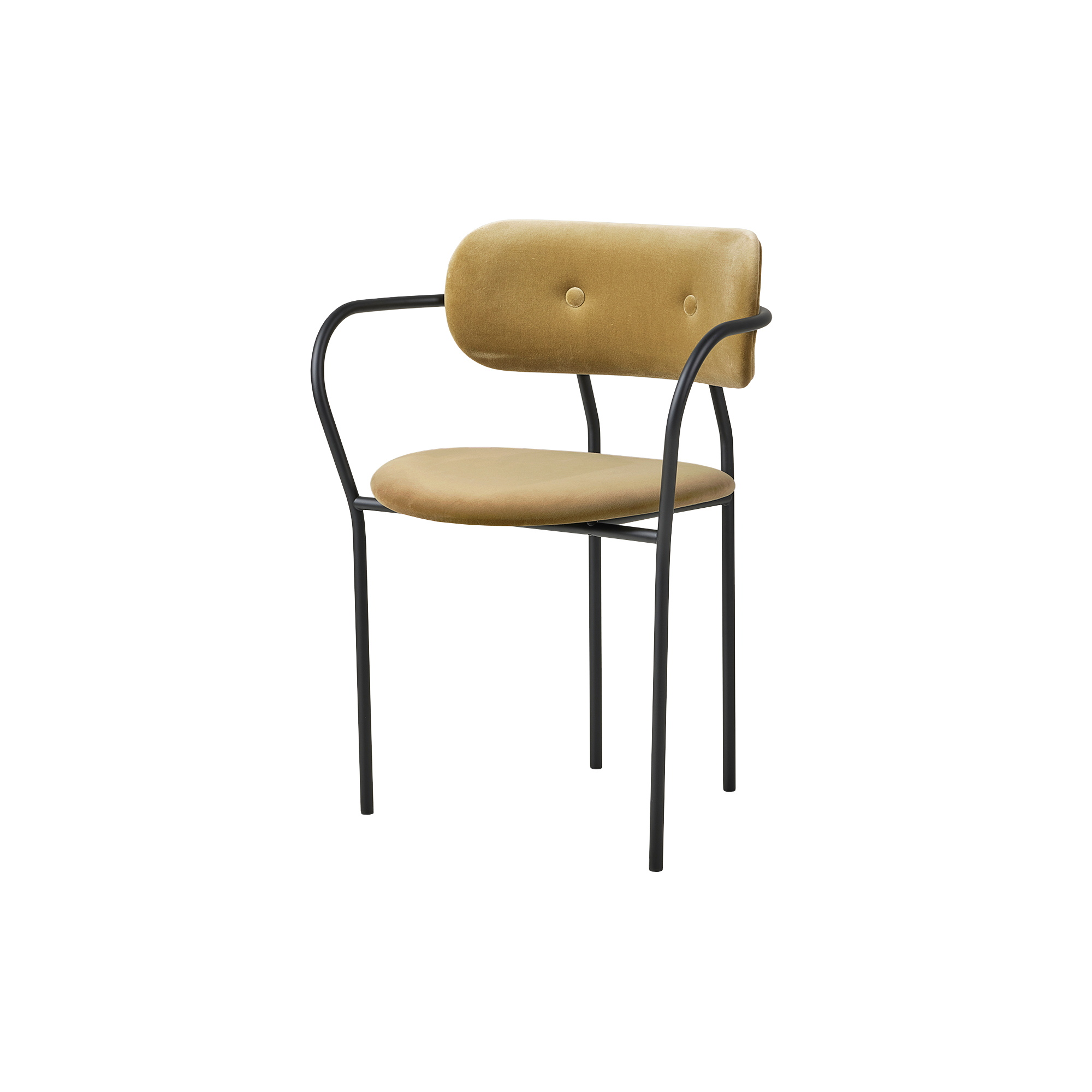 GUBI - Coco Dining Armchair, Velvet 294/black matt - H: 80,2 x B: 62 x D: 53 cm.