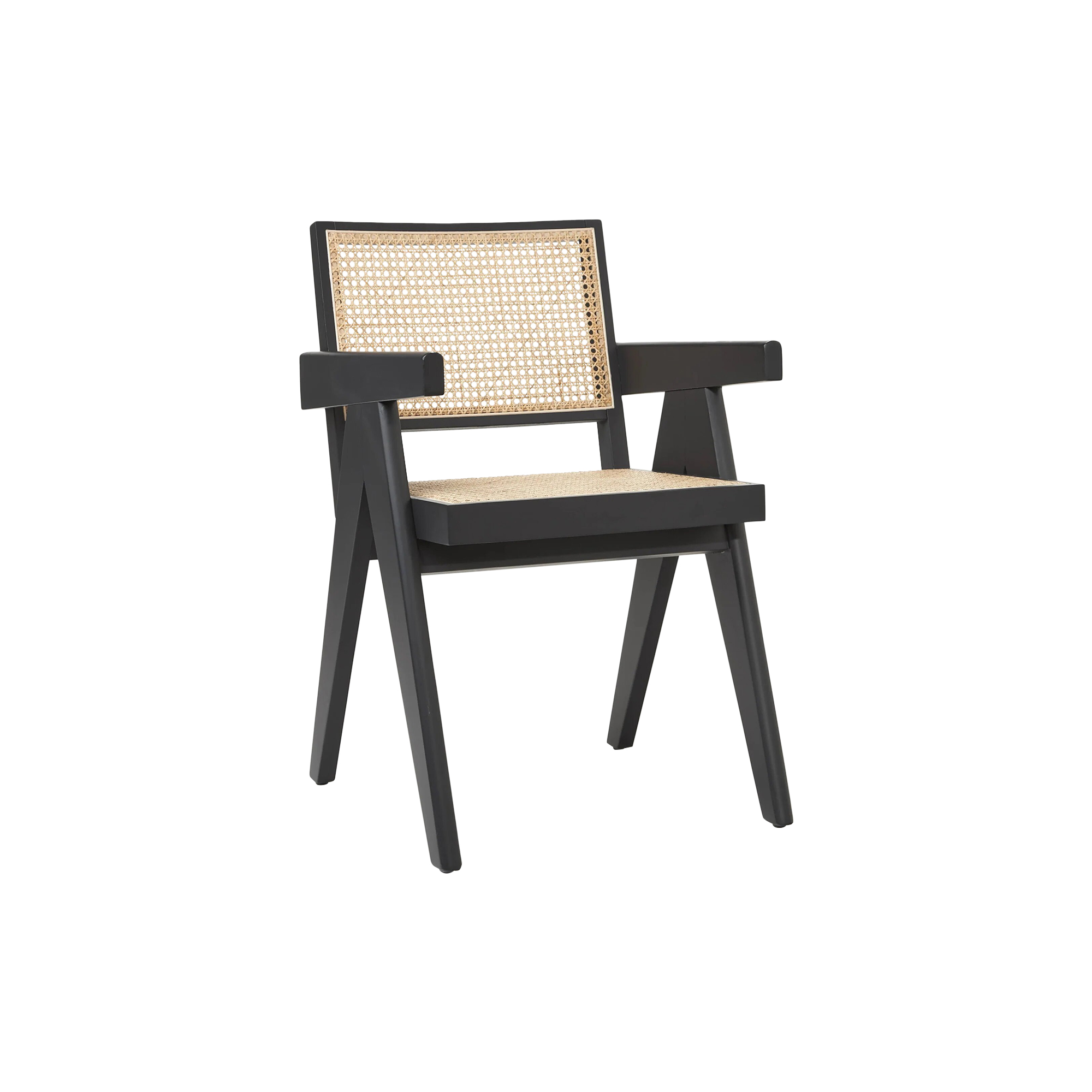 Westwing Collection - Sissi Dining Chair with Viennese Wickerwork, black light beige