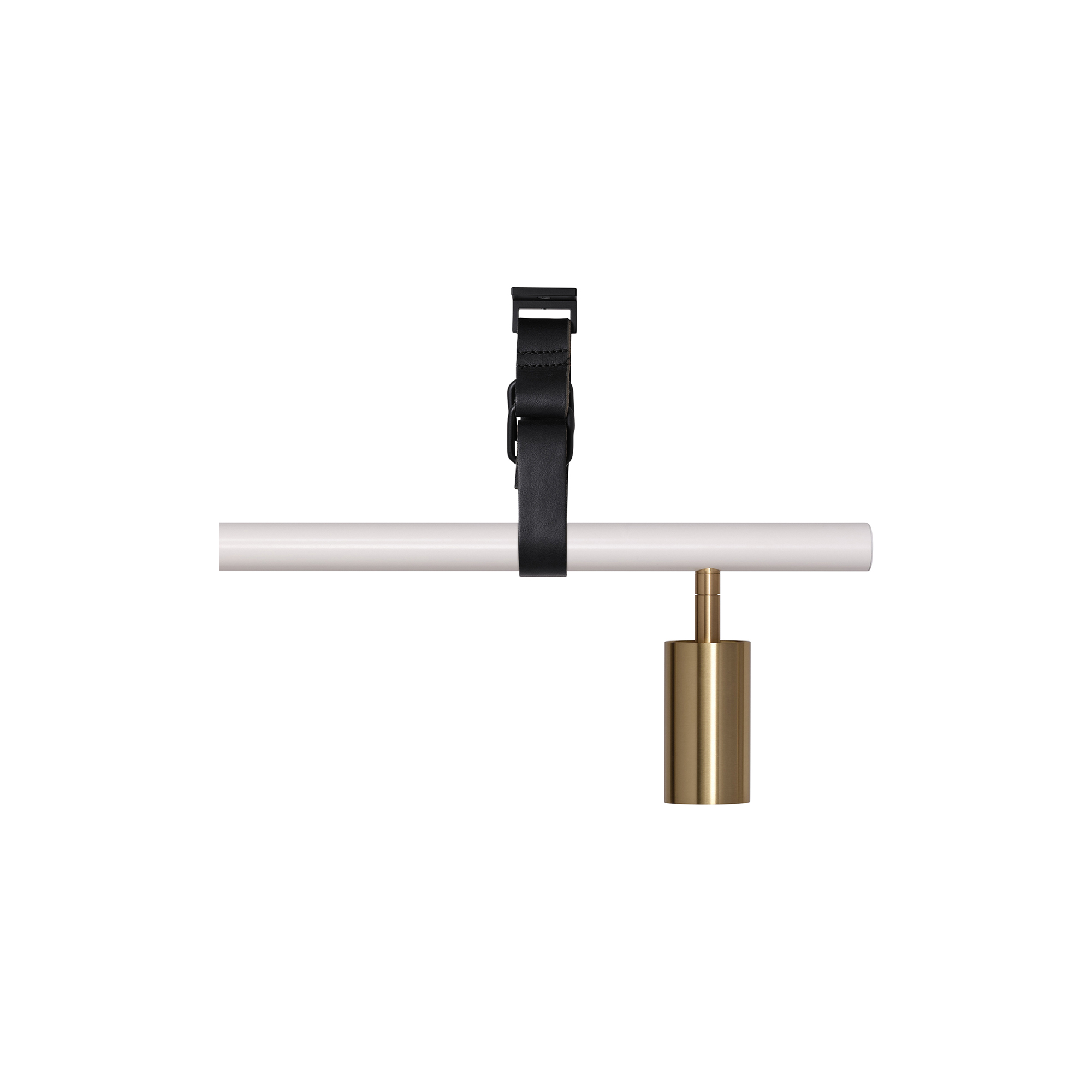 Rubn - Long John 4 Spot Pendant Black Leather, white/brass