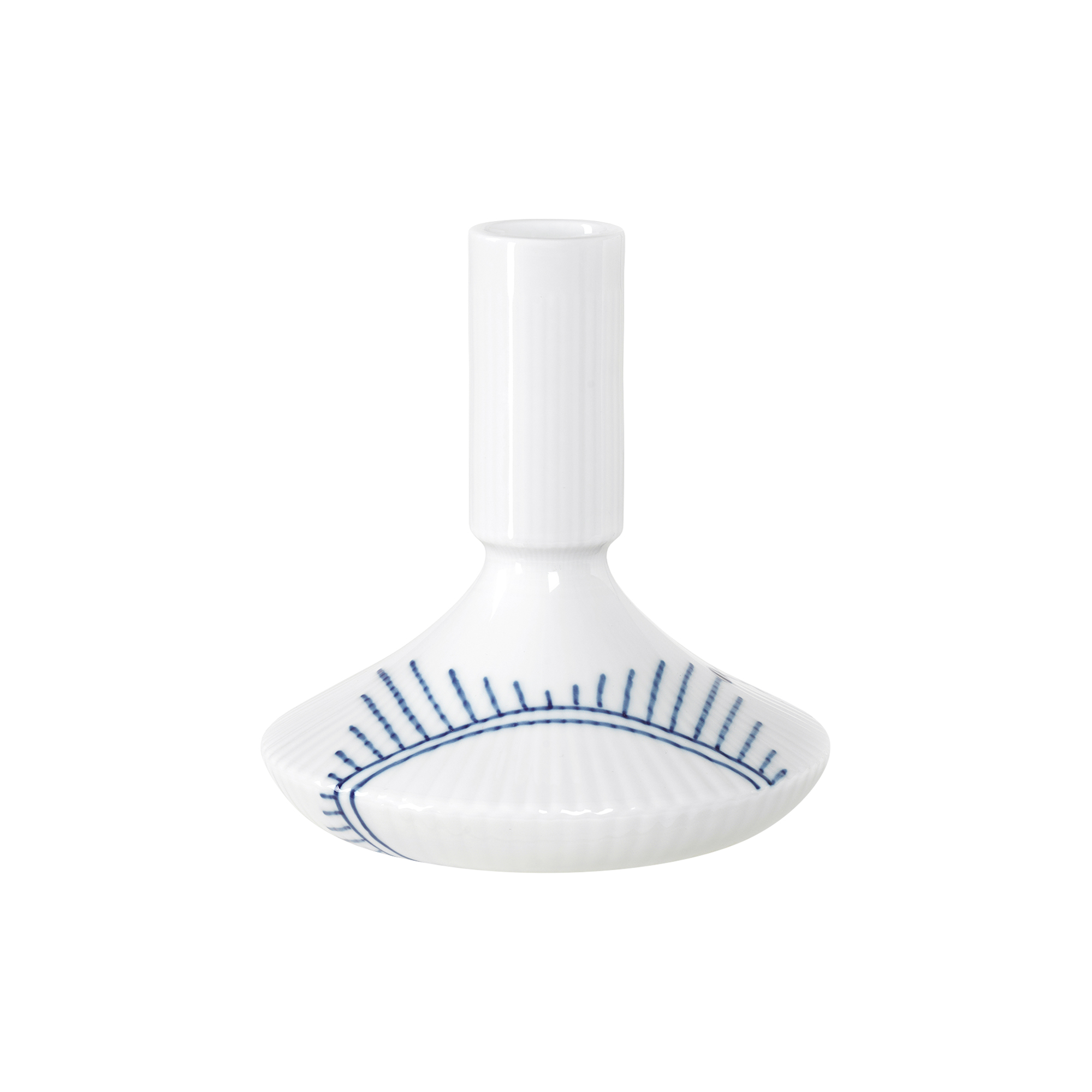 Royal Copenhagen - Blå Mega Riflet lysestager 12 cm - H12 cm