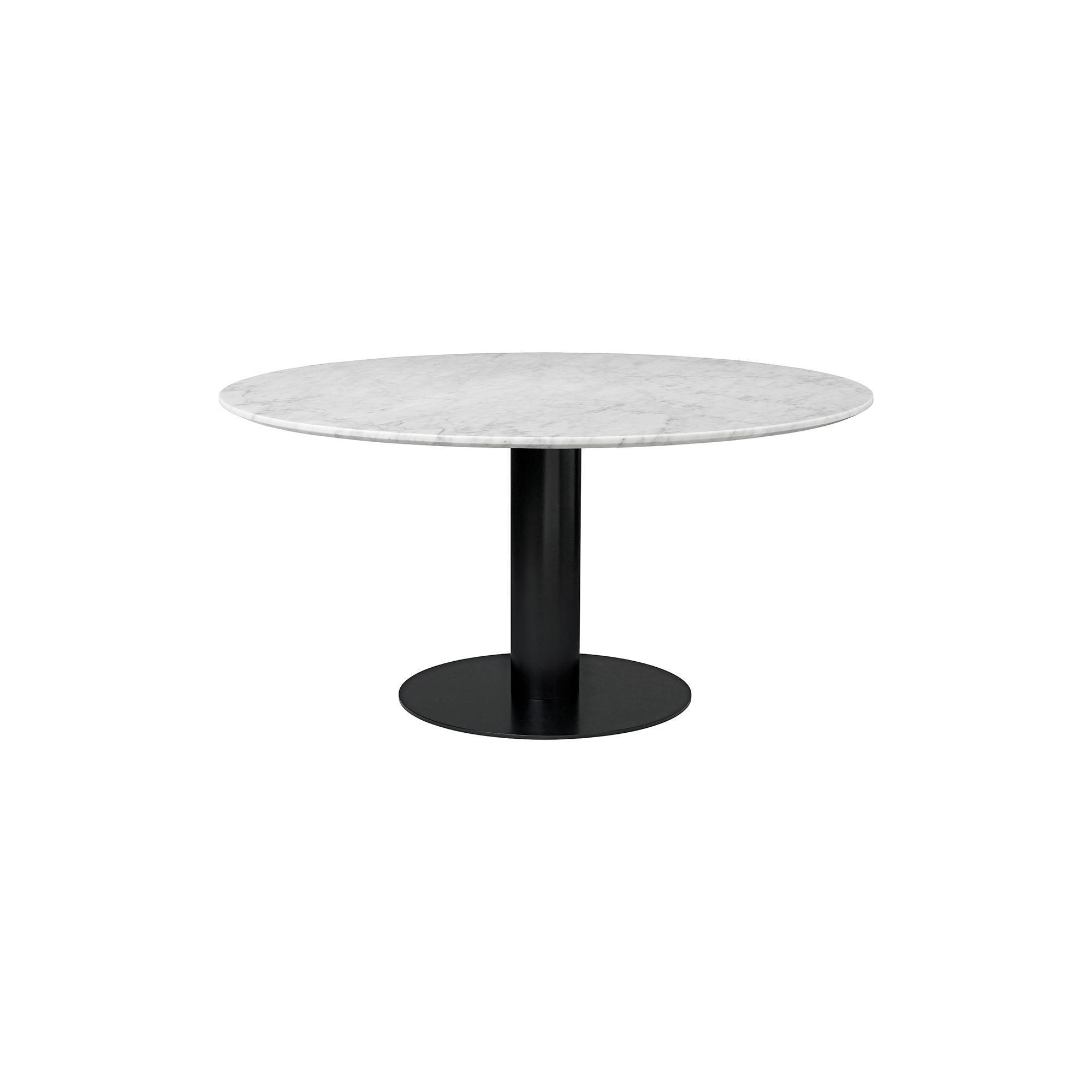 GUBI - GUBI 2.0 Round Dining Table, white carrara marble/black - Ø150 cm