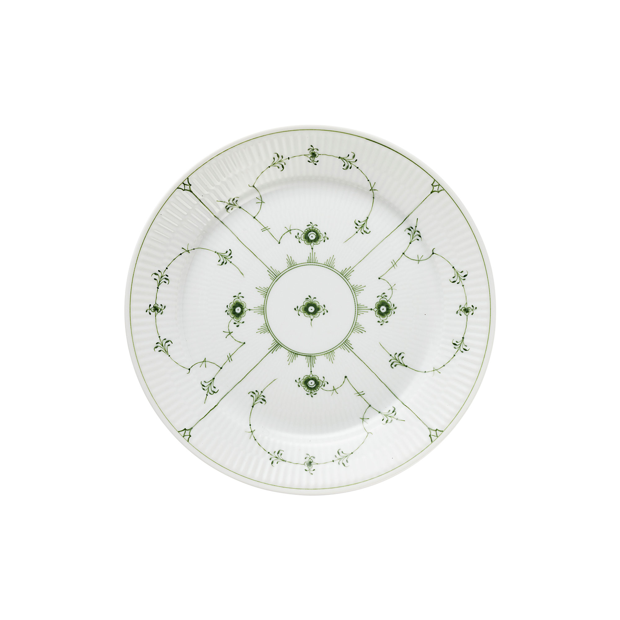 Royal Copenhagen - Grøn Musselmalet Riflet tallerken Ø 27 cm