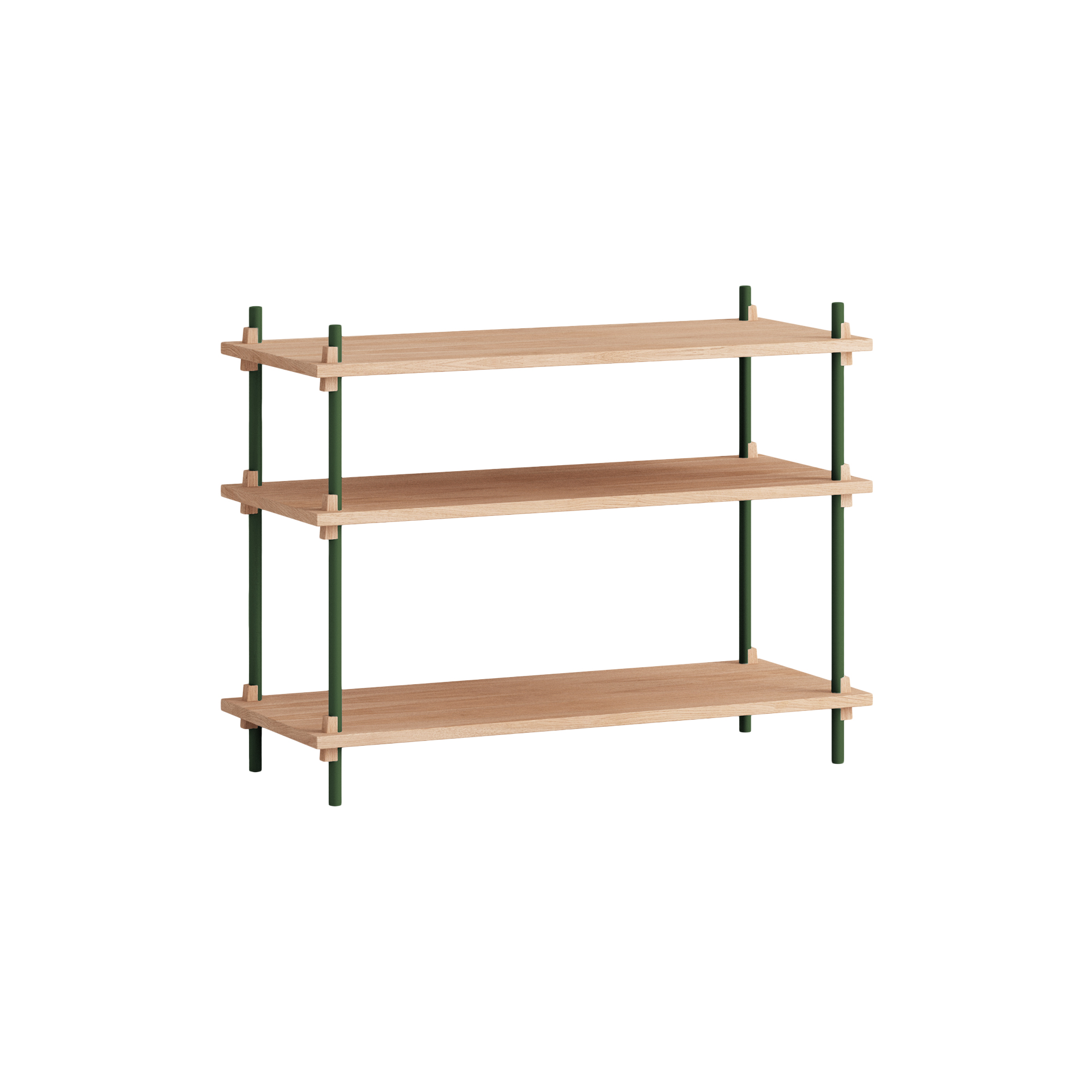 MOEBE - Shelving Classic Low, oak/pine green