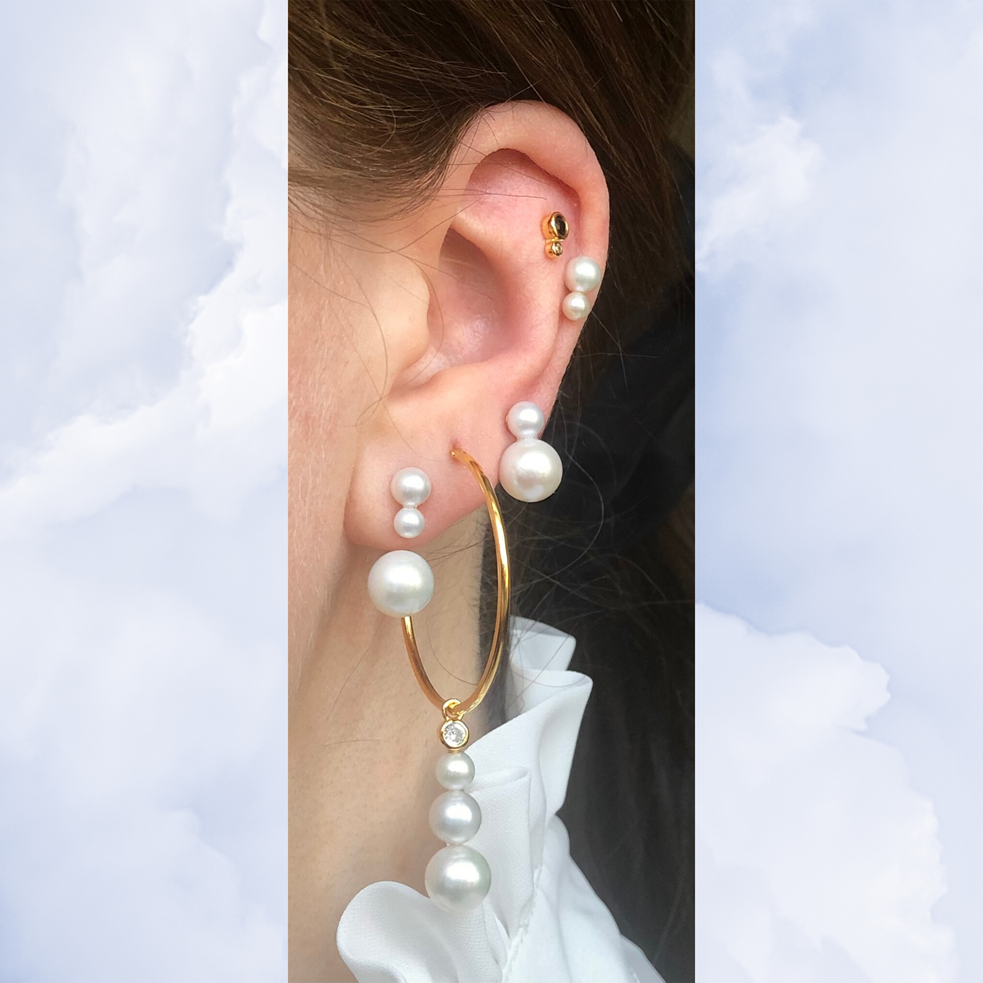 The Earring Shop - White Moon Stud