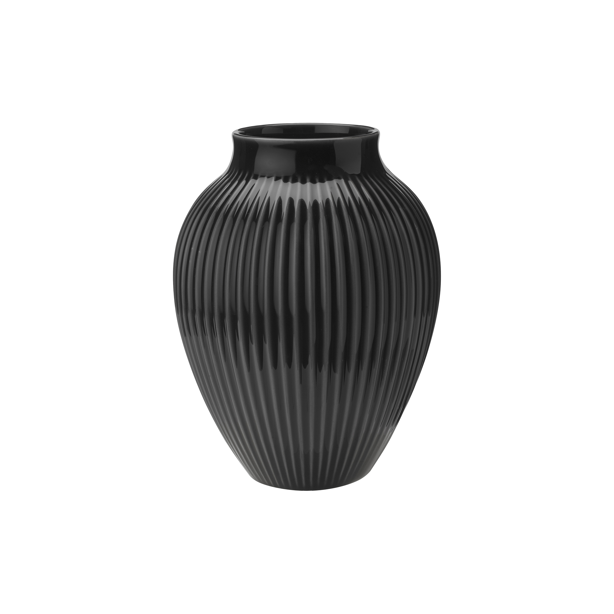 Knabstrup Keramik - Knabstrup vase ripple, black - H20 cm