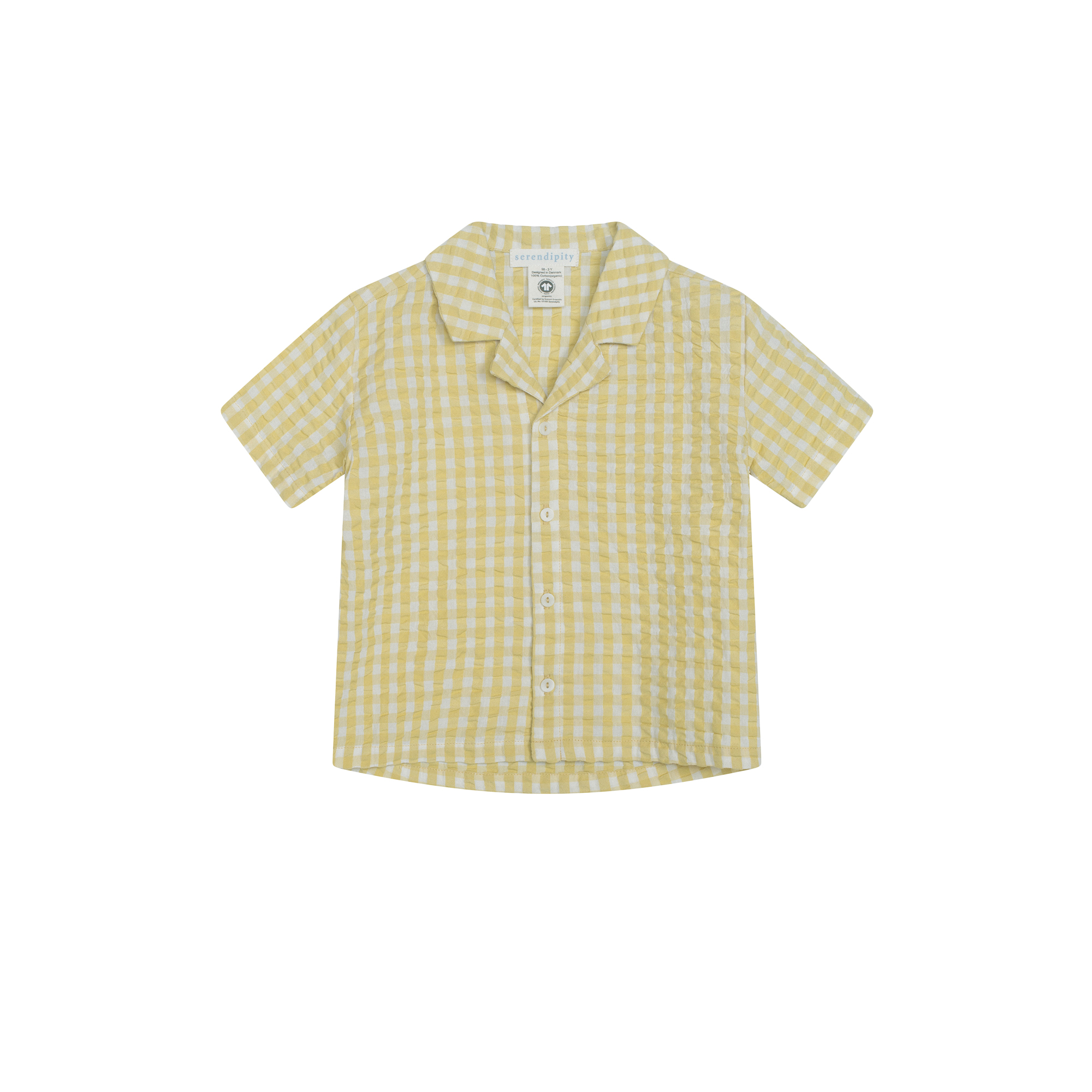 Serendipity - Short Sleeve Shirt, lemon checks - Str. 4Y-104