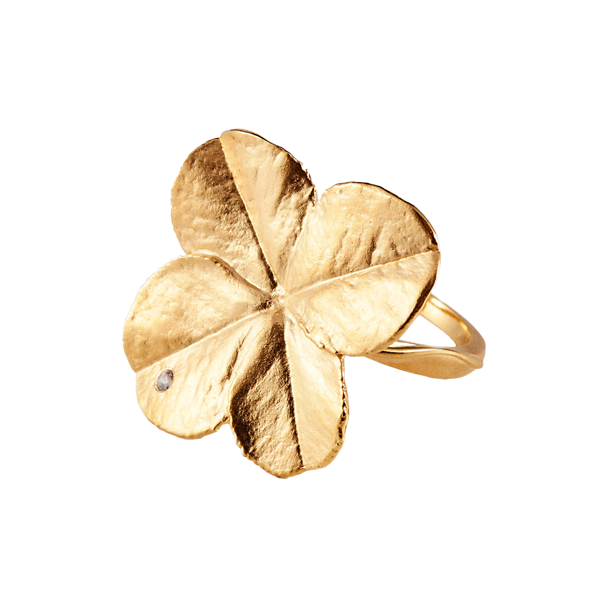 Flora Danica Jewellery - Statement Firkløver ring, forgyldt - 58