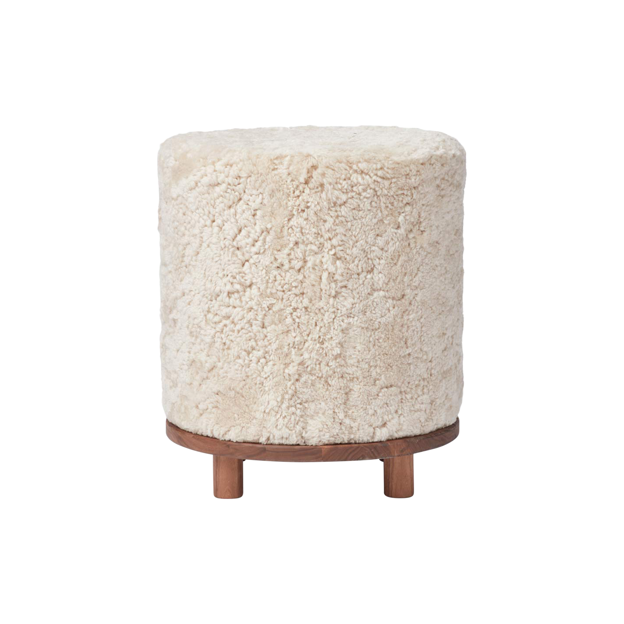 NATURES Collection - Simon puf, pearl/walnut - H: 42 x Ø 46 cm.