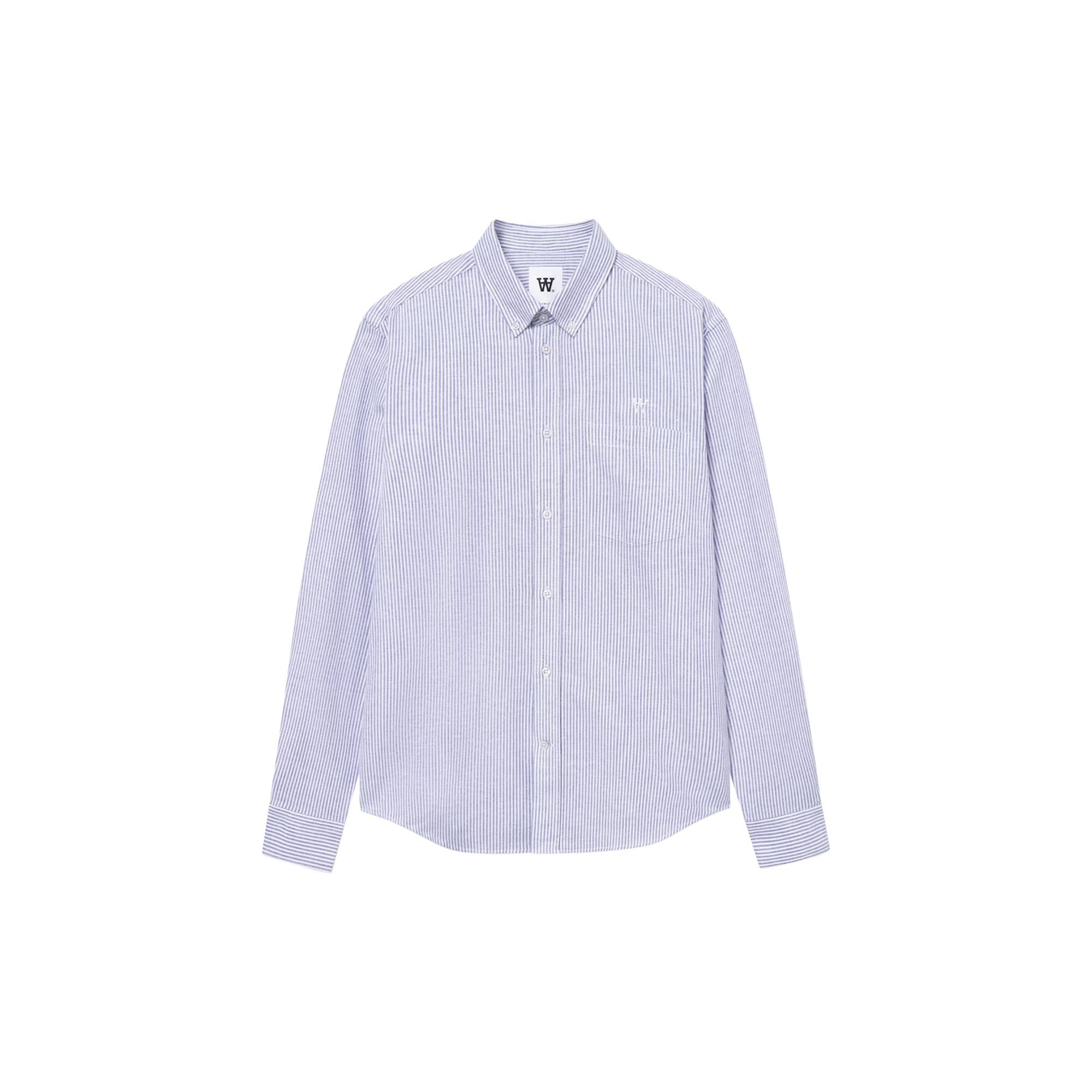 Wood Wood - WWAdam Shirt, blue/white stripe - Str. XXL