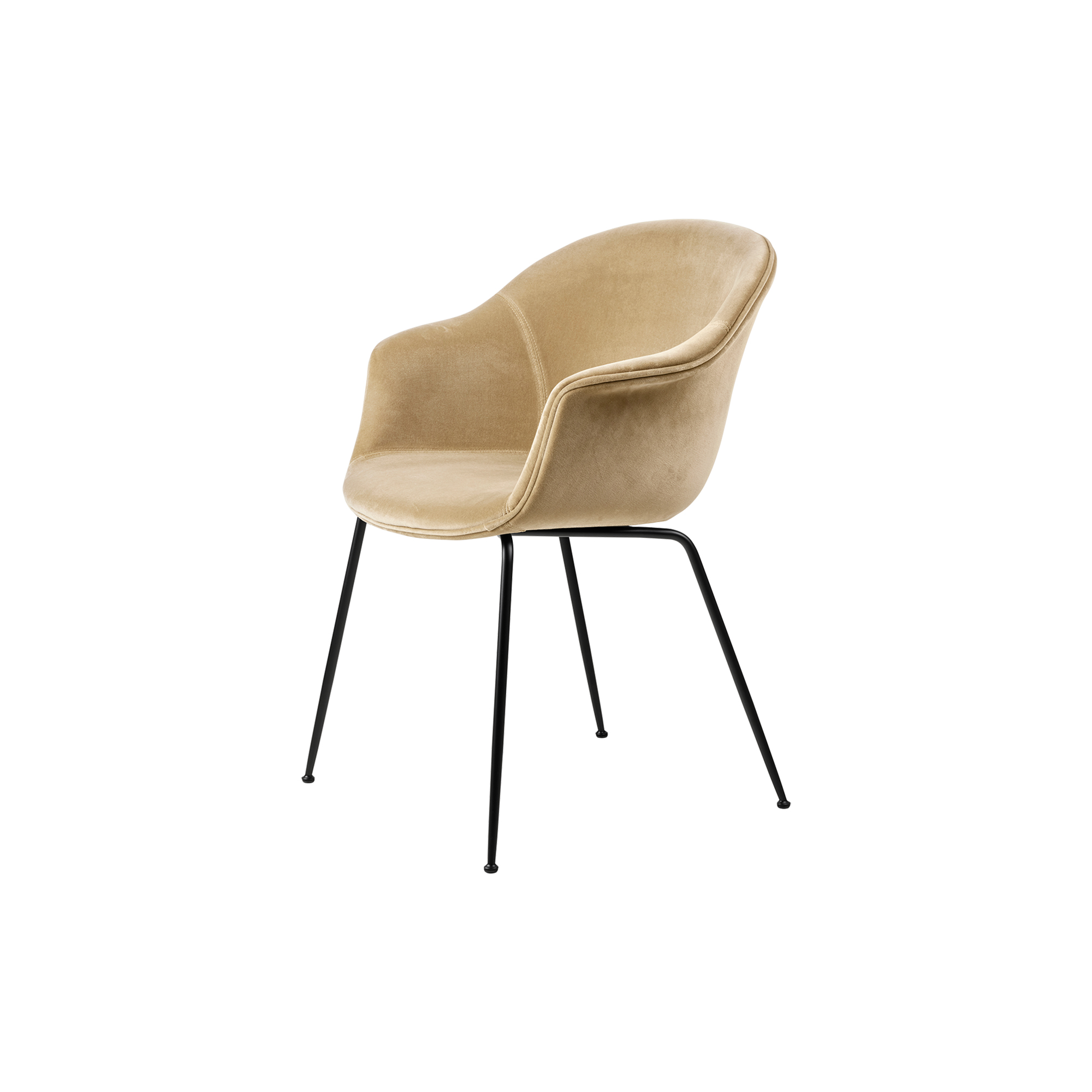 GUBI - Bat Dining Chair Fully Upholstered, Velvet 294/black matt - H: 83 x B: 61 x D: 57 cm.