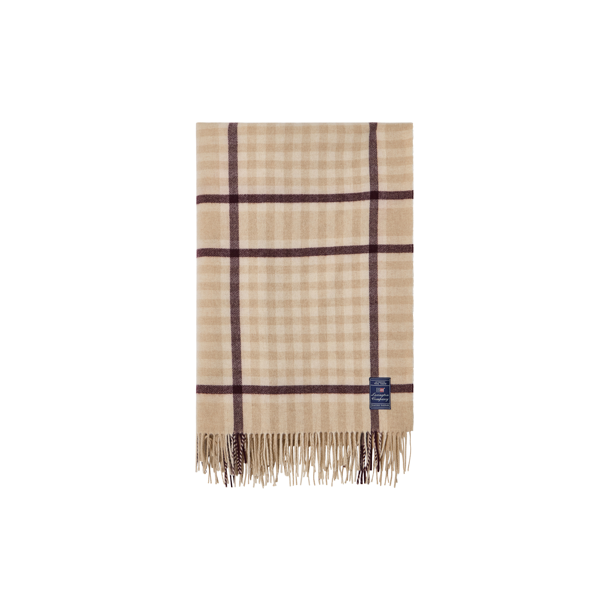 Lexington - Checked Recycled Wool Throw | Beige/Fig | Plaid