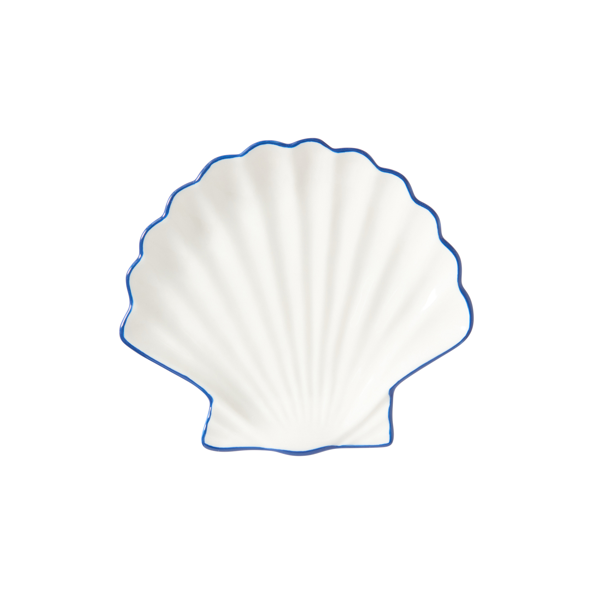 Lexington - Stoneware Shell Small Dish, white/blue