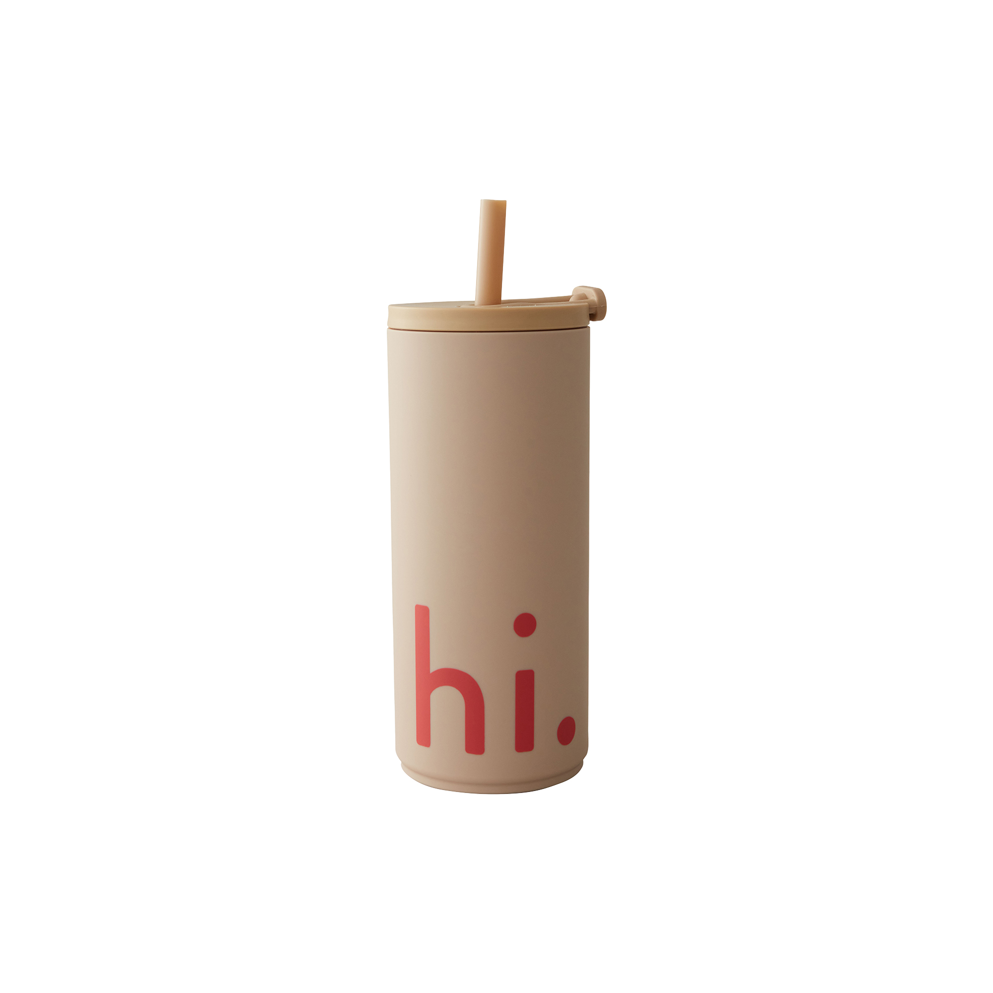 Design Letters - Rejsekop med sugerør, beige