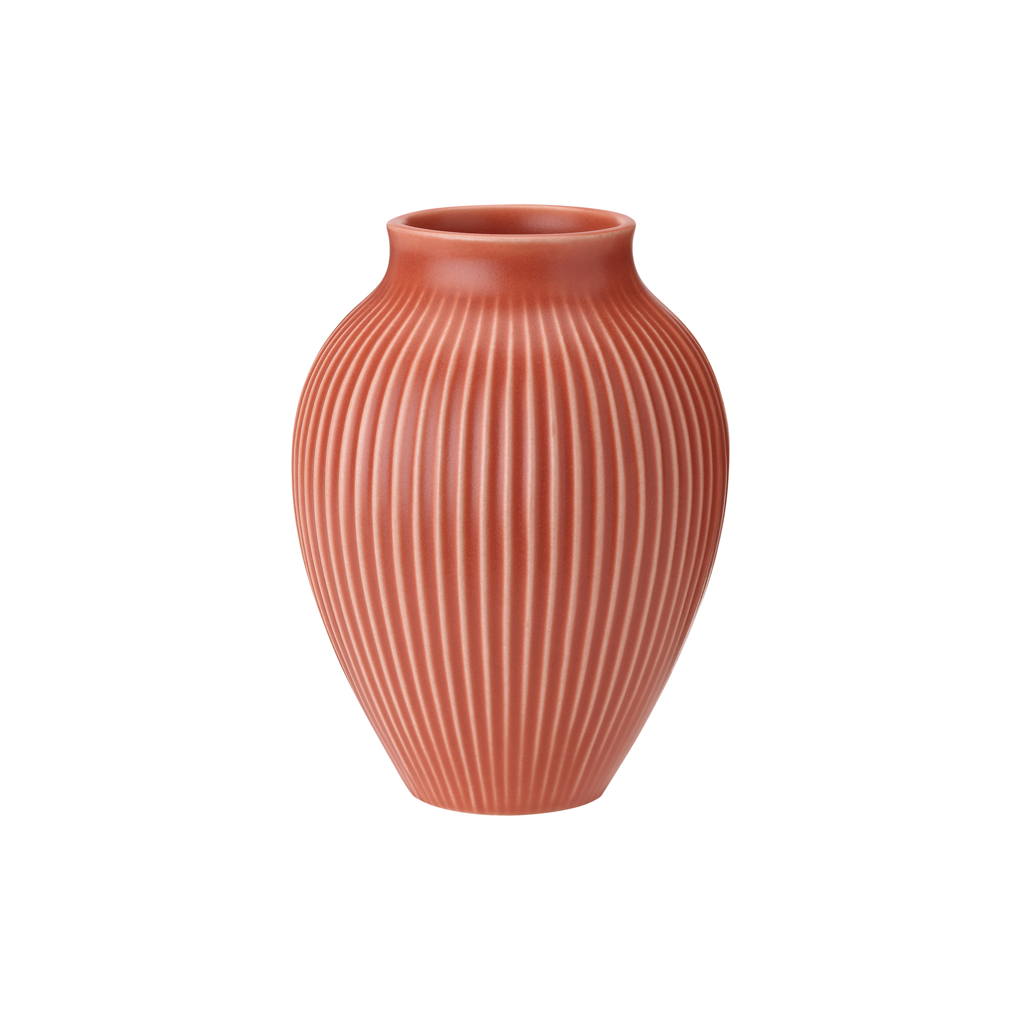 Knabstrup Keramik - Knabstrup vase ripple, coral - H12.5 cm