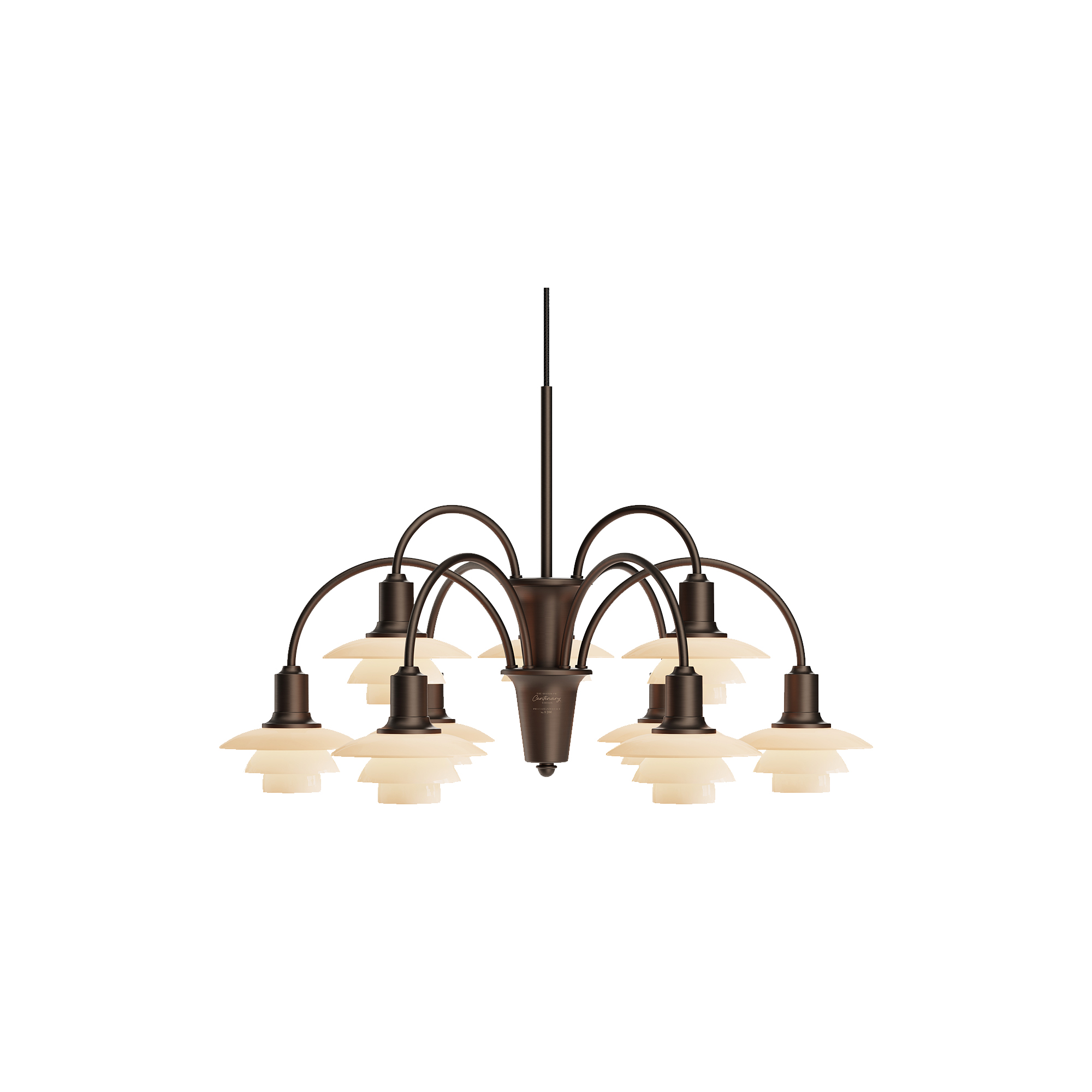 Louis Poulsen - PH 1/1 Lysekrone Centenary Edition 9-armet, aged brass/dusty terracotta