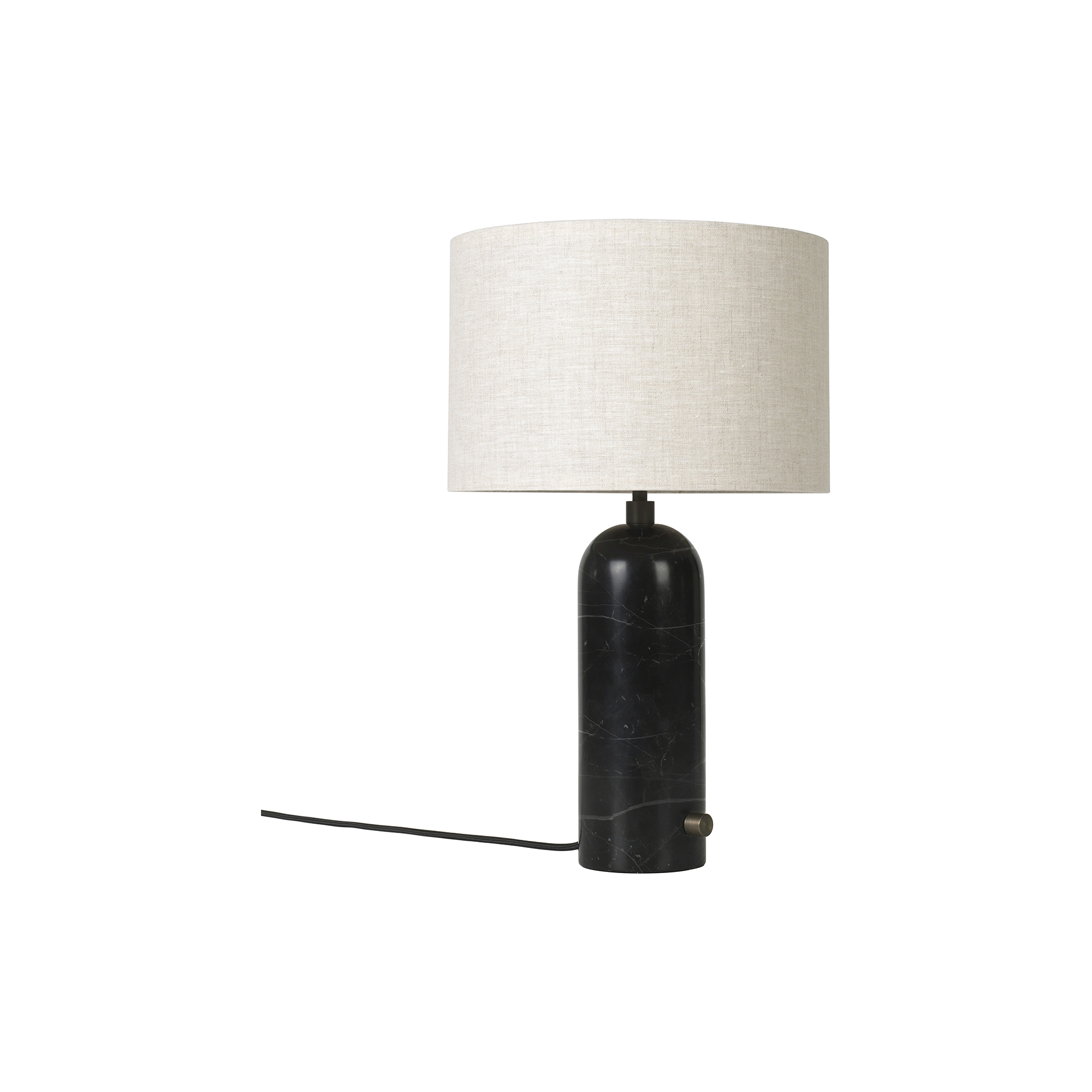 GUBI - Gravity Table Lamp, black marble/canvas - H: 49 x Ø 30 cm.