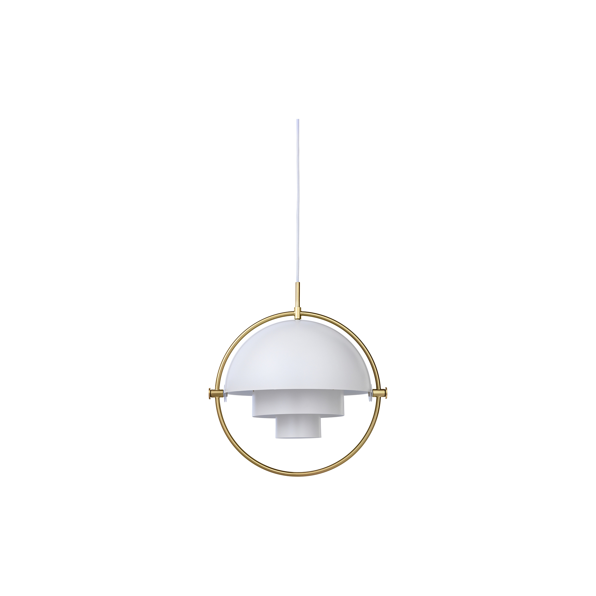 GUBI - Multi-Lite Pendant, white semi matt/brass - H: 42 x Ø 32 cm.