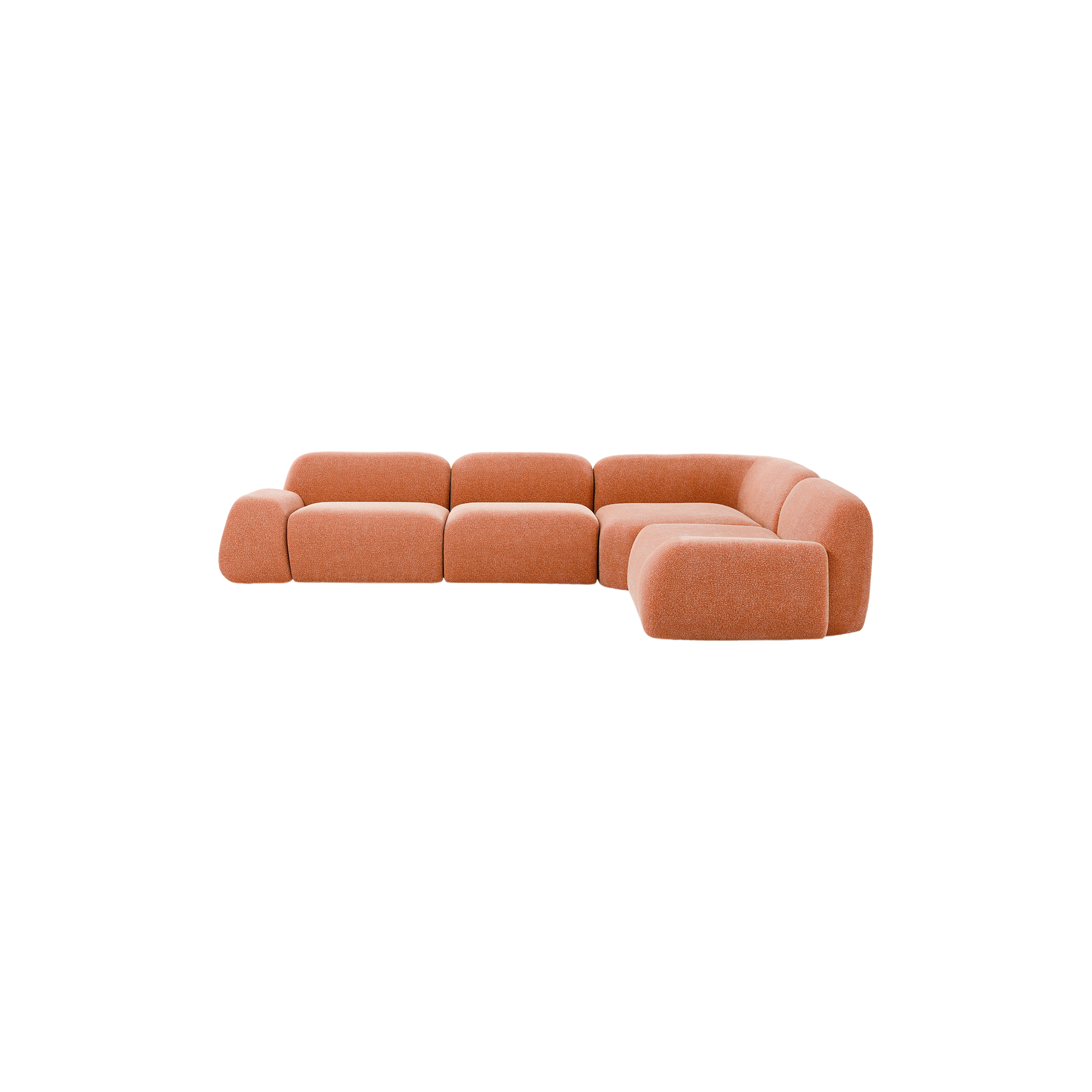 Westwing Collection - Wolke 4-seater Modular Corner Sofa, velvety woven terracotta