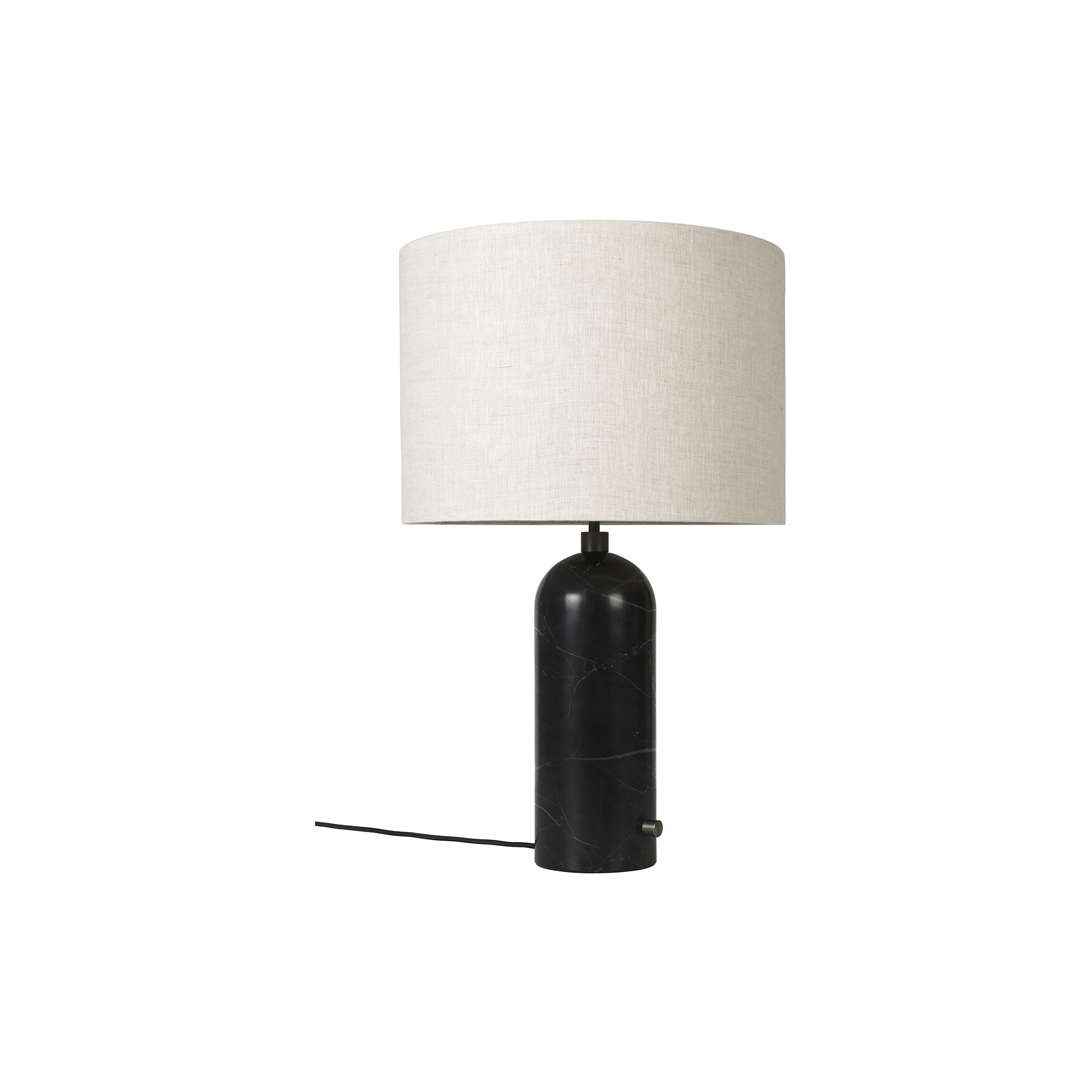 GUBI - Gravity Table Lamp, black marble/canvas - H: 65 x Ø 41 cm.