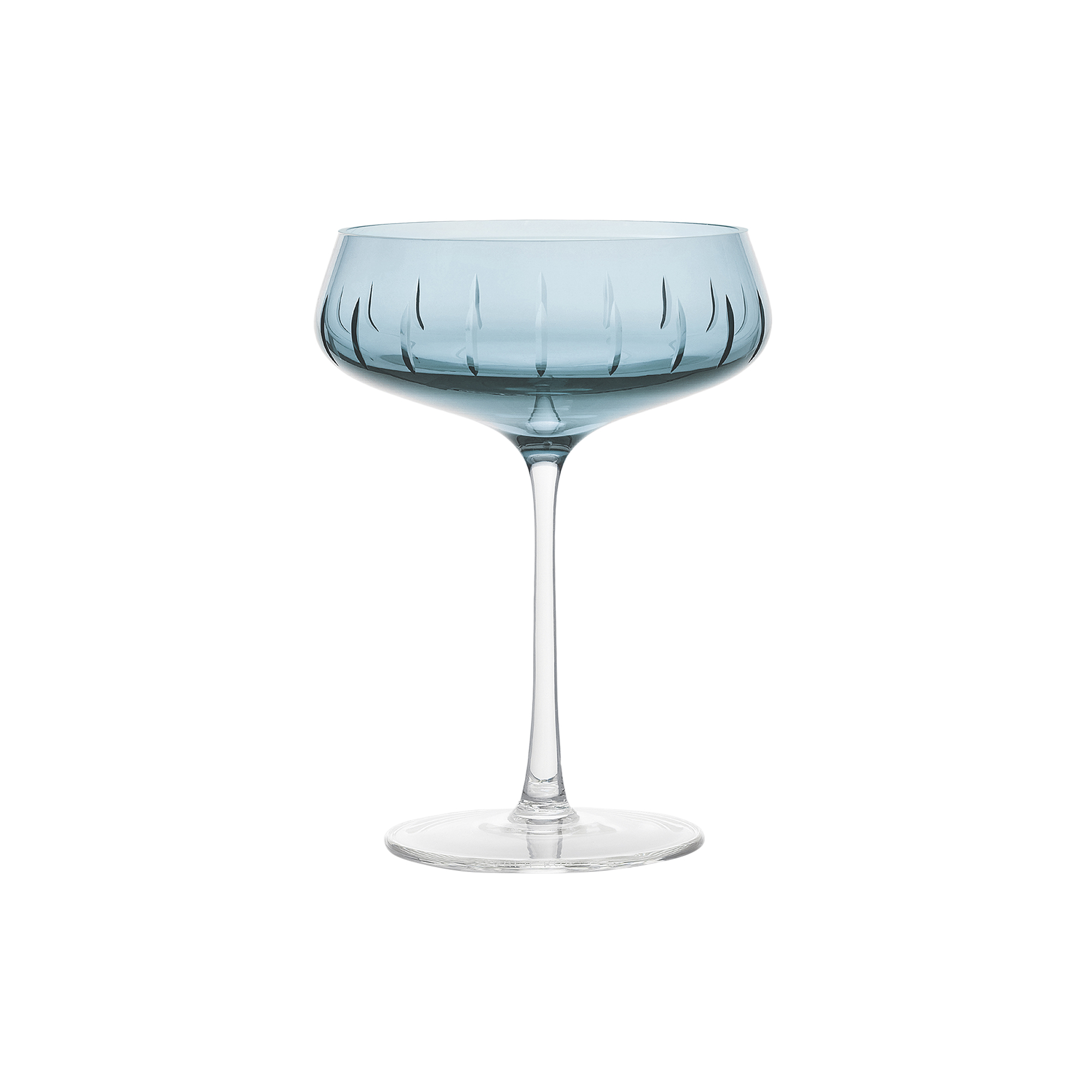 Louise Roe - Champagne Coupe Single Cut, blue, Crystal Glass