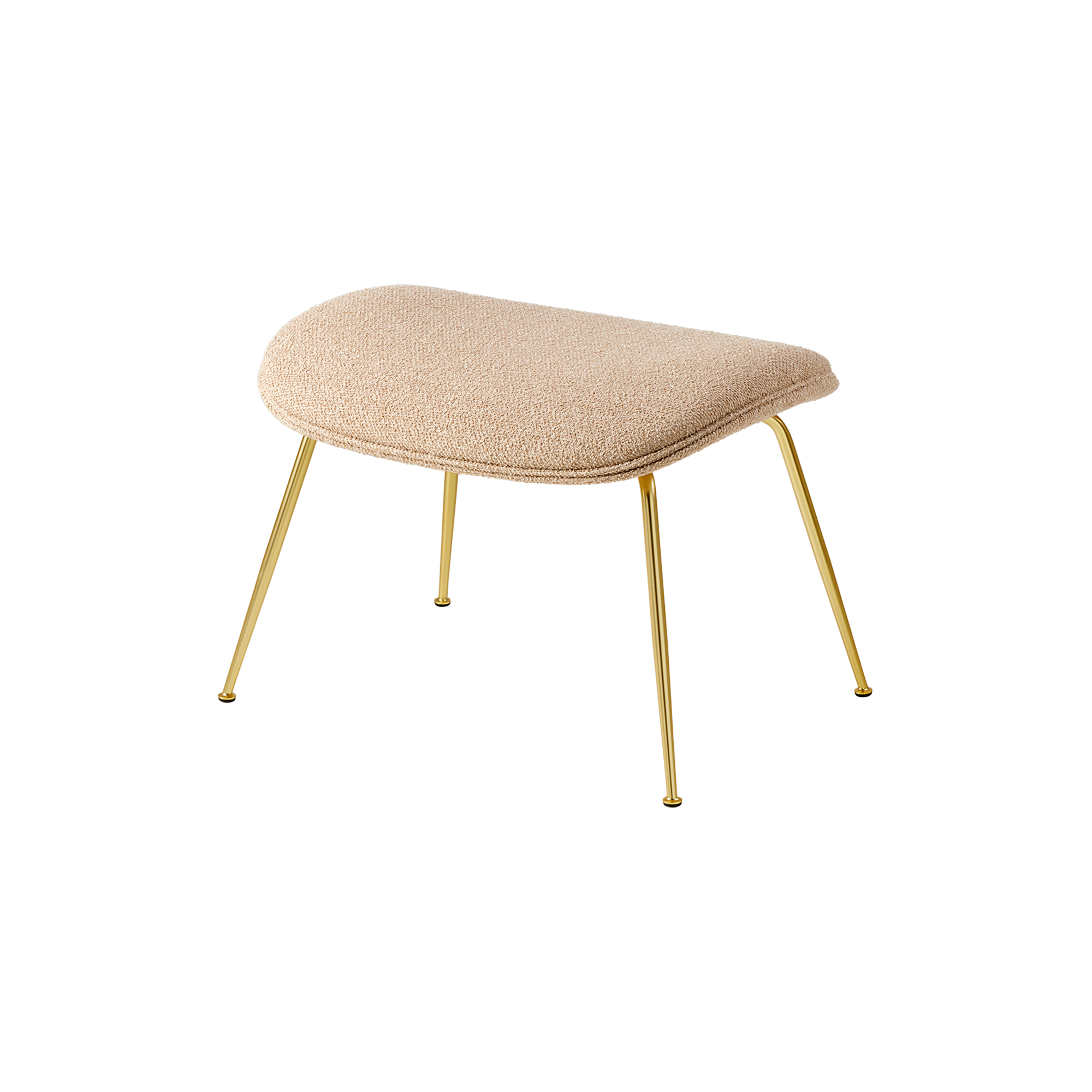 GUBI - Beetle Ottoman Fully Upholstered, Around Bouclé 004/brass semi matt - H: 40 x B: 60 x D: 45 cm.