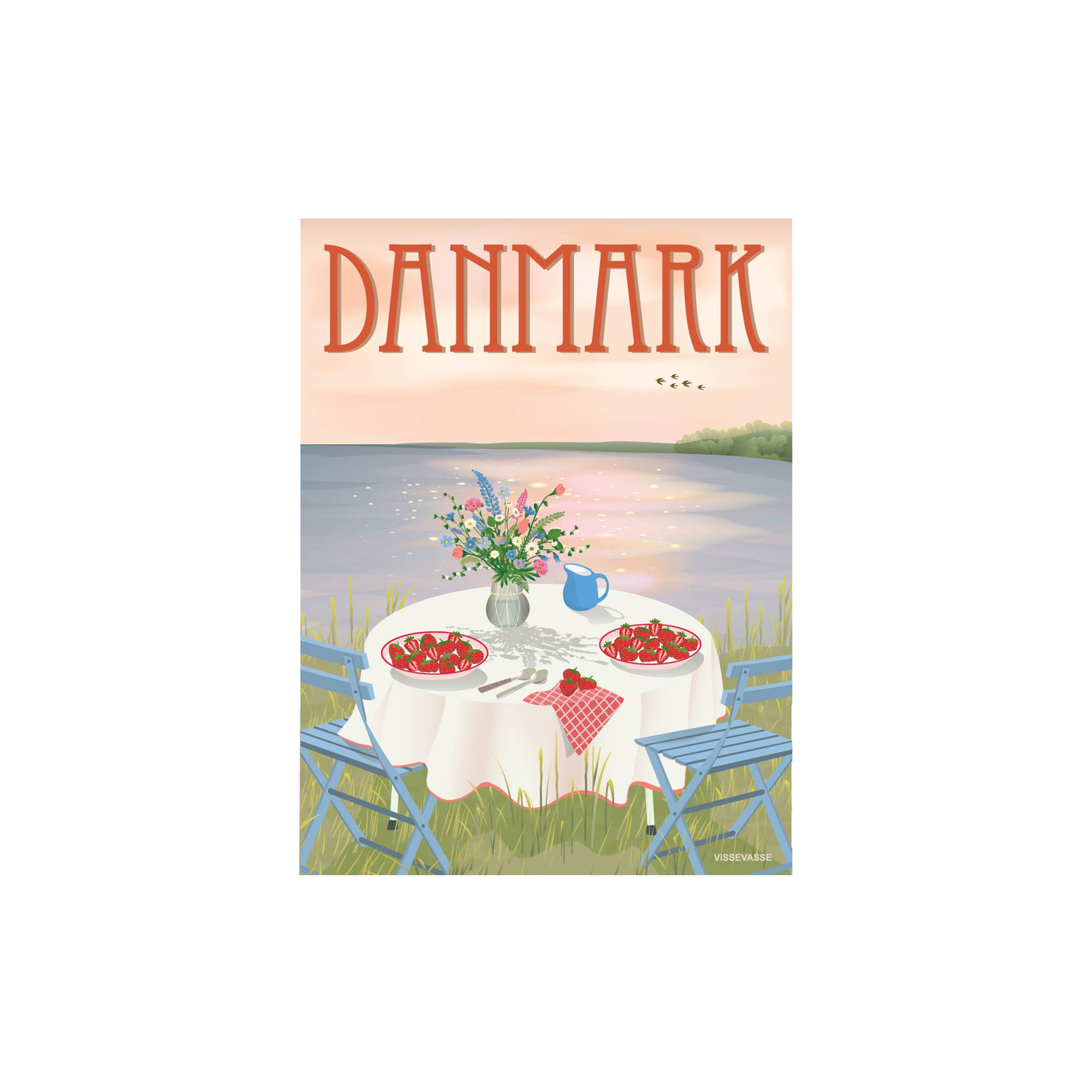 ViSSEVASSE - DANMARK Jordbær plakat - 50x70 cm