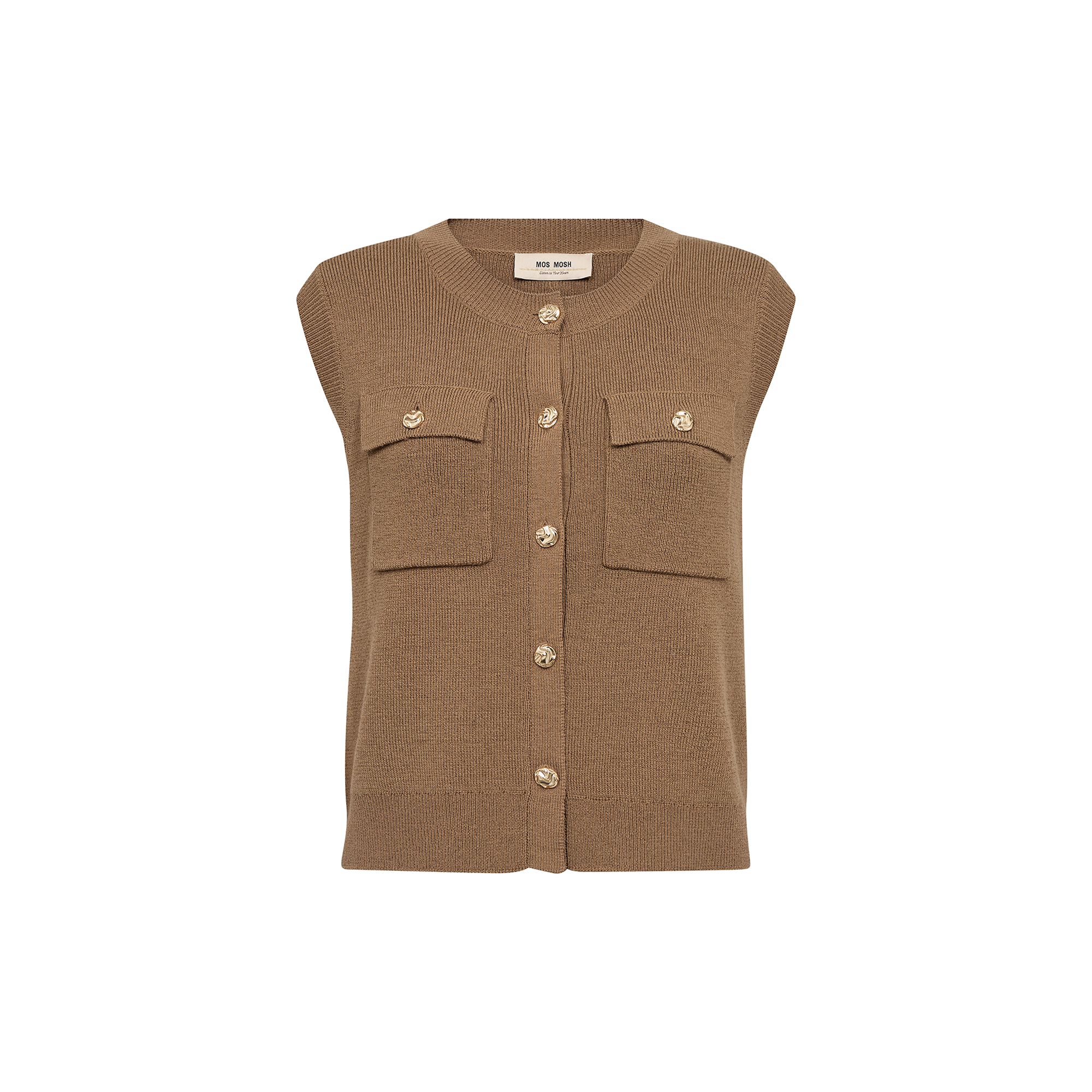 MOS MOSH - MMAyana Wool Knit Vest, dark camel - Str. XL